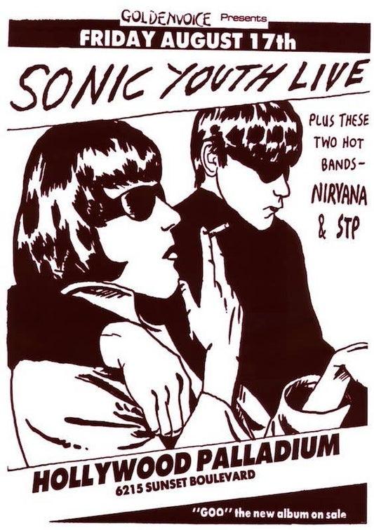 Sonic Youth Live Friday August 17th Hollywood Palladium: Individually Rolled & Labeled 61x91.5cm