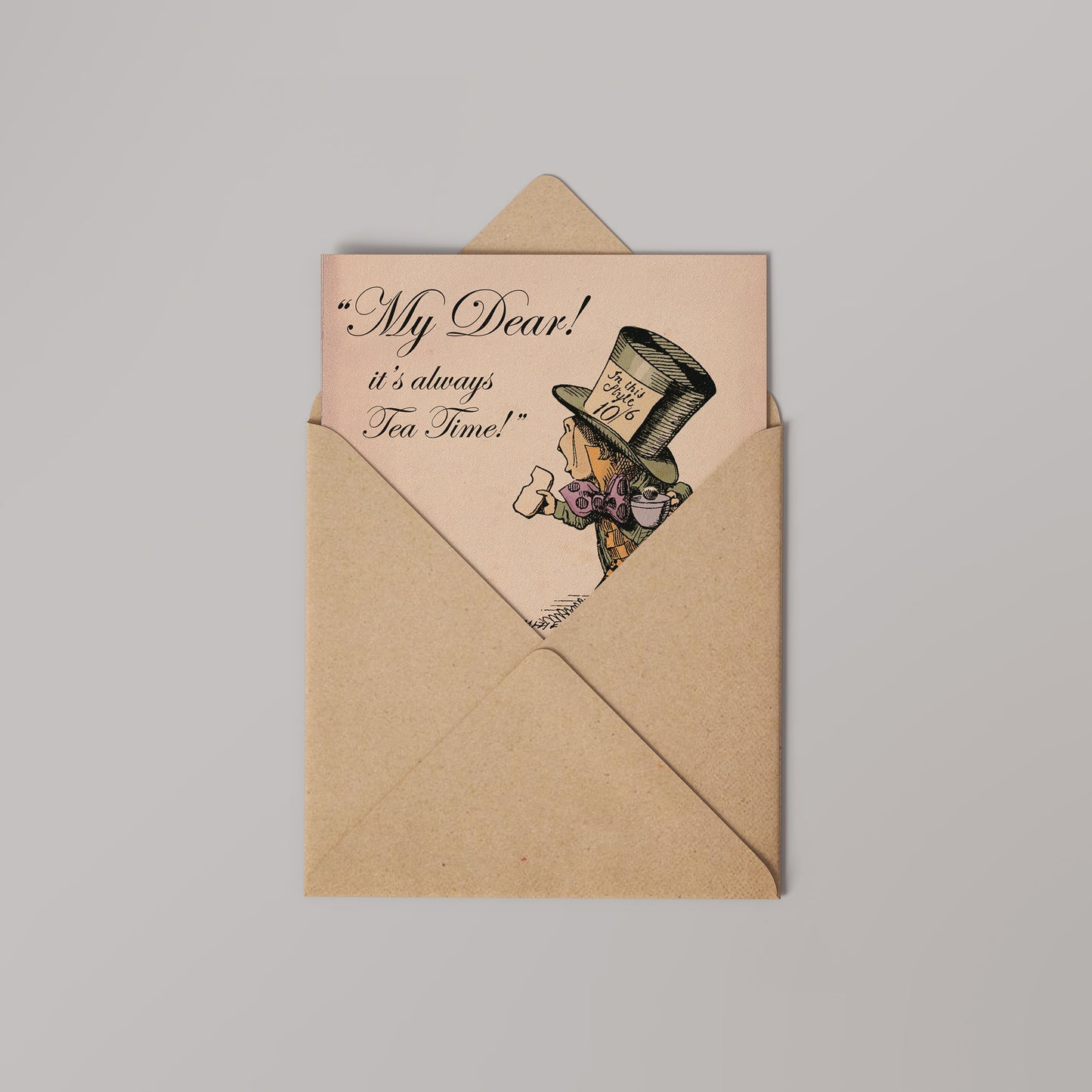 Alice in Wonderland Its always tea time Greetings Card 14x14cm