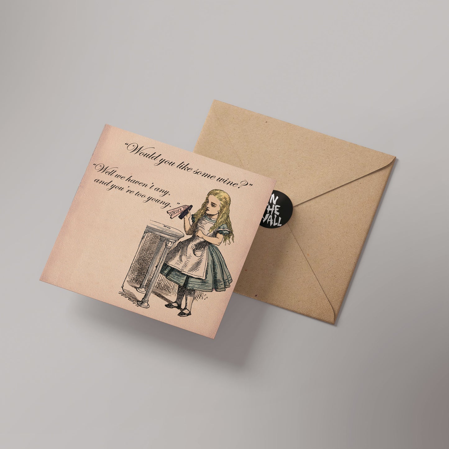 Alice in Wonderland Would you like some wine Greetings Card 14x14cm