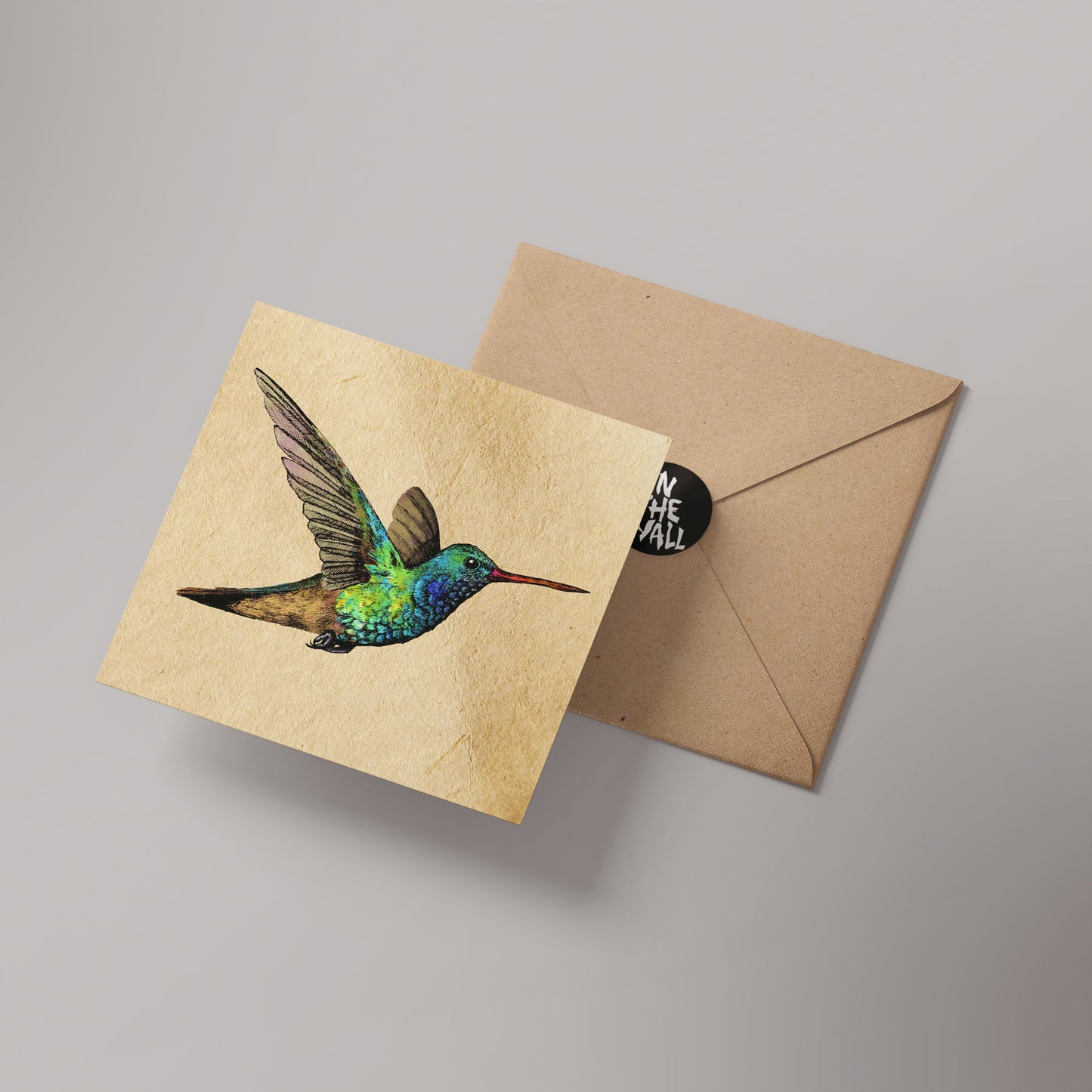 Broad-Billed Humming Bird Greetings Card 14x14cm (blank inside)