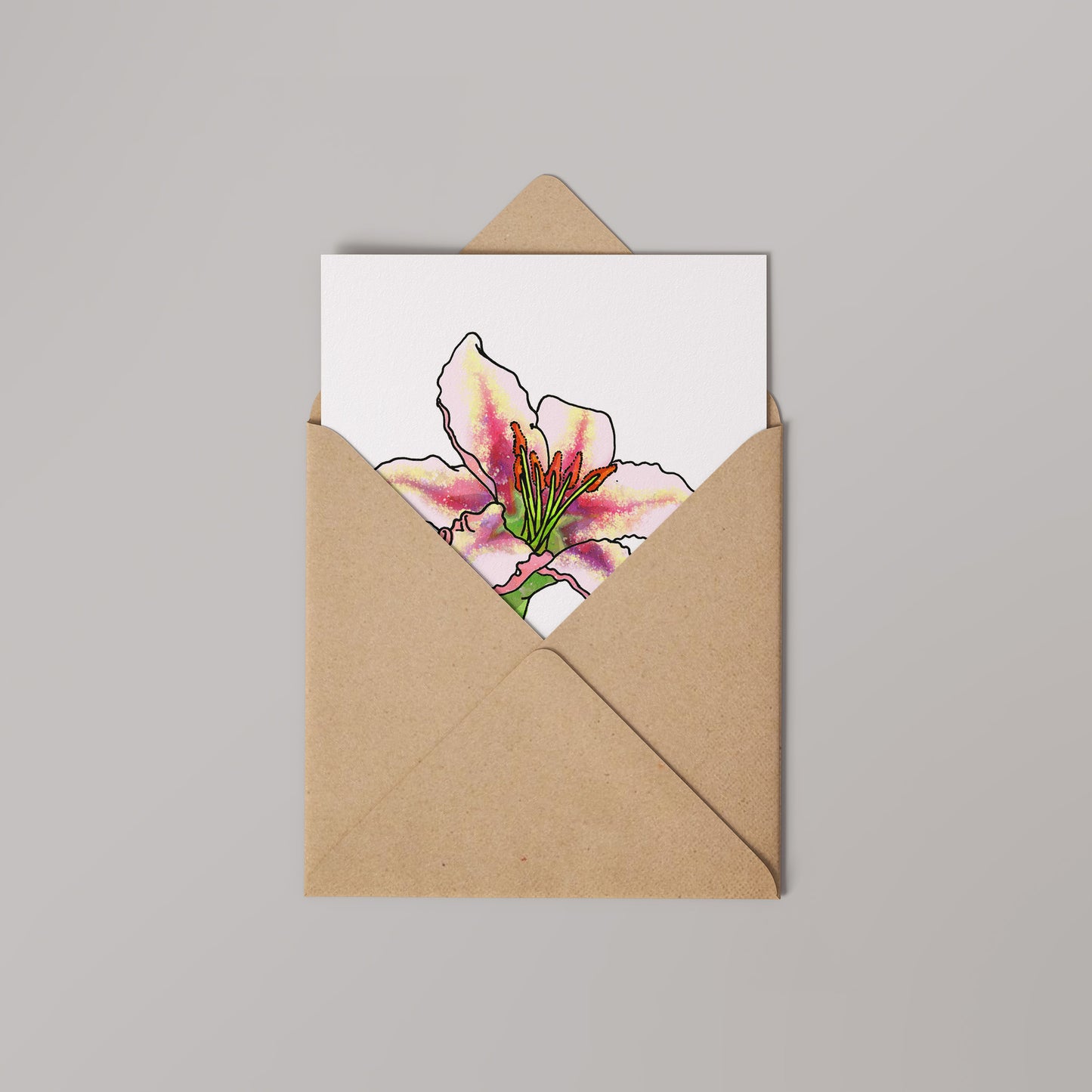 Lilium Speciosum Greetings Card 14x14cm (blank inside)