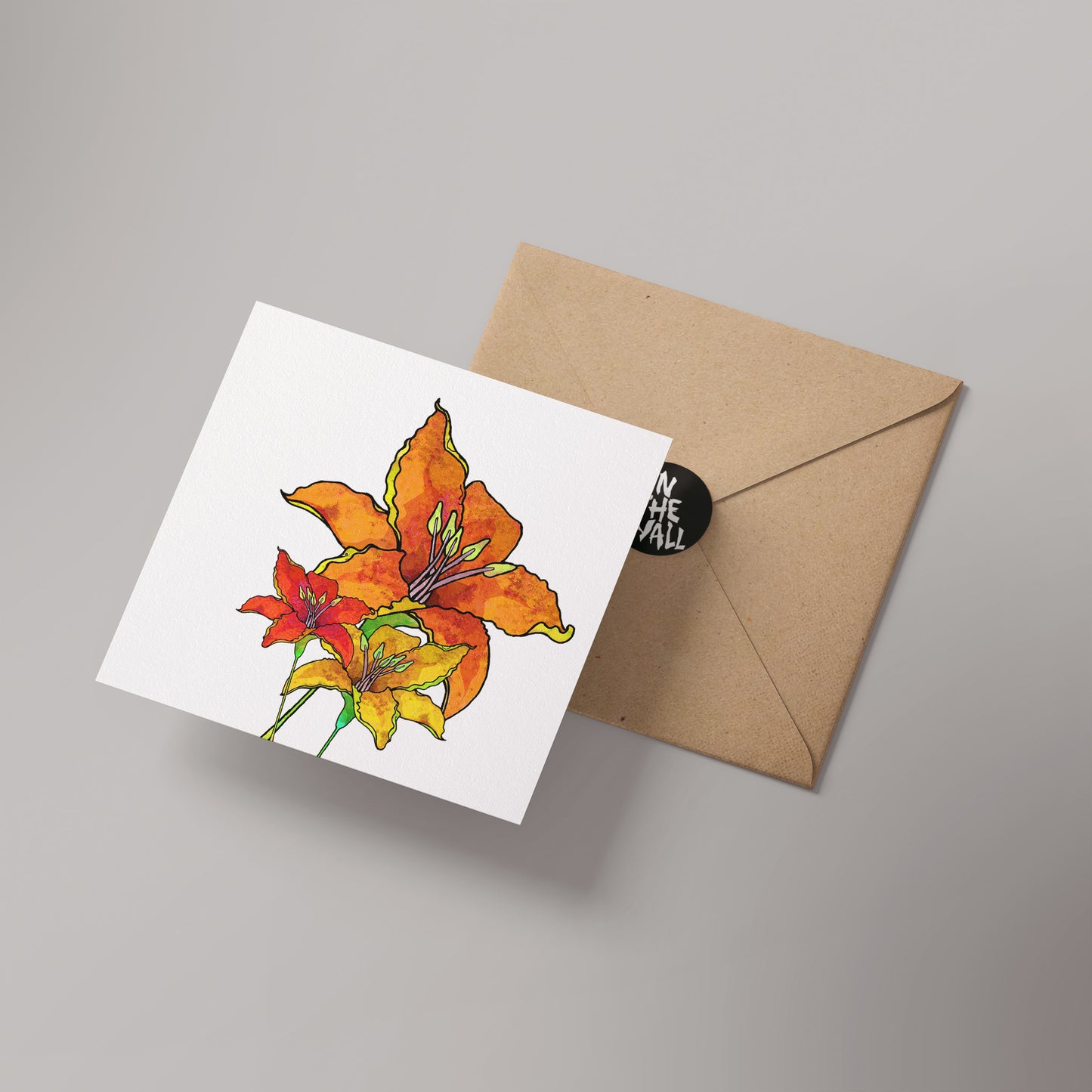 Lilium Bulbiferum Greetings Card 14x14cm (blank inside)