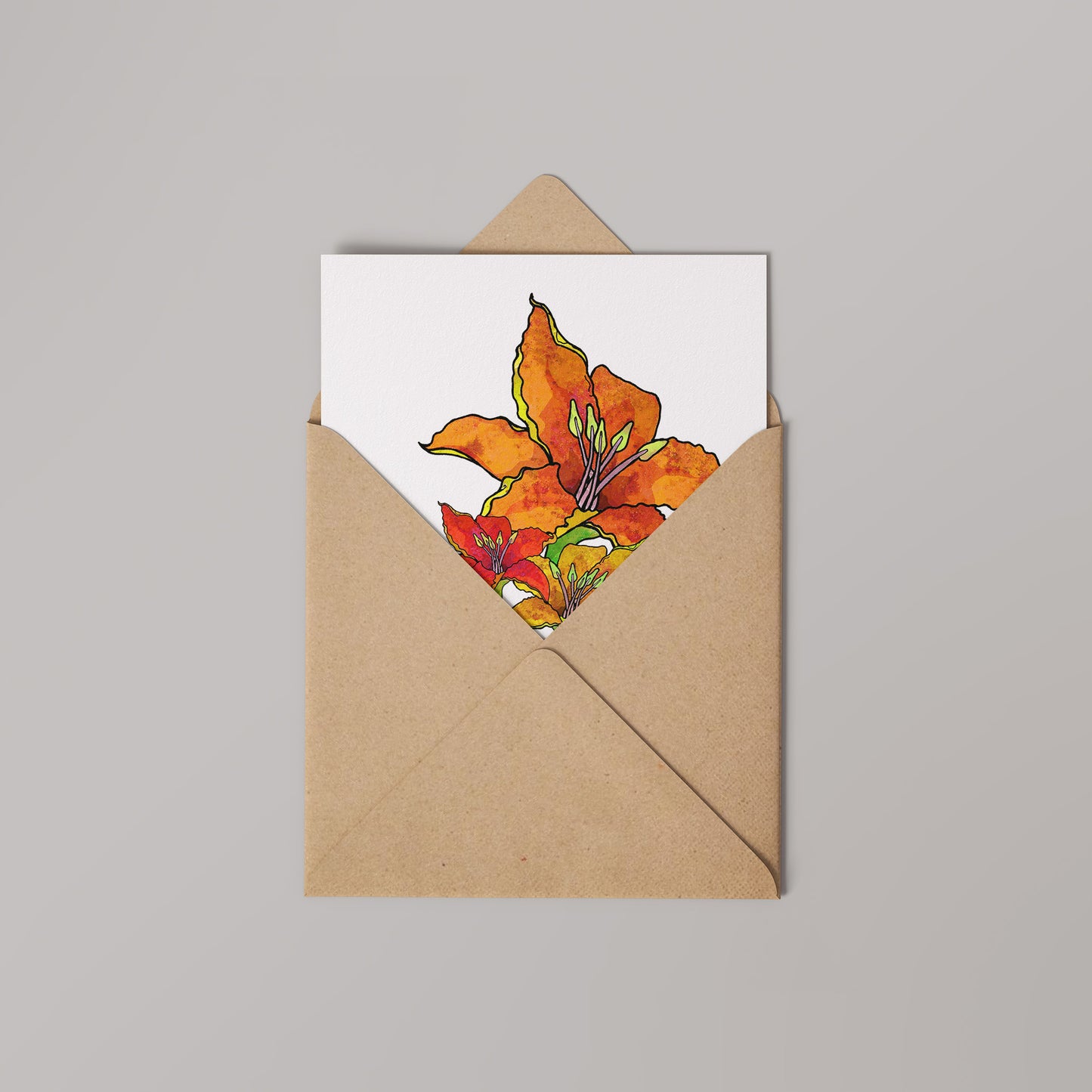 Lilium Bulbiferum Greetings Card 14x14cm (blank inside)