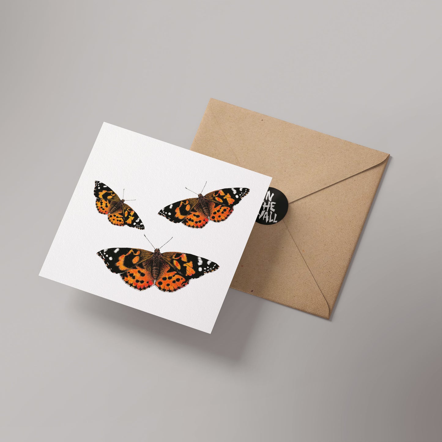 Painted Lady Butterflies Greetings Card 14x14cm (blank inside)