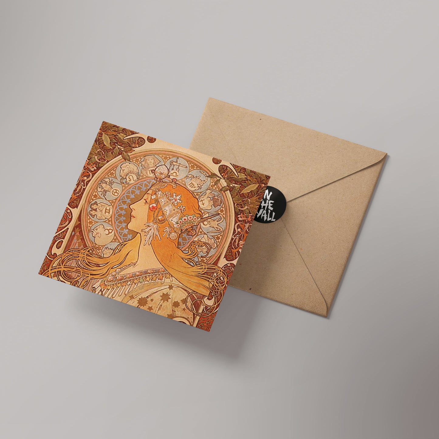 Alphonse Mucha Zodiac 14x14cm Greetings Card "Blank Inside"