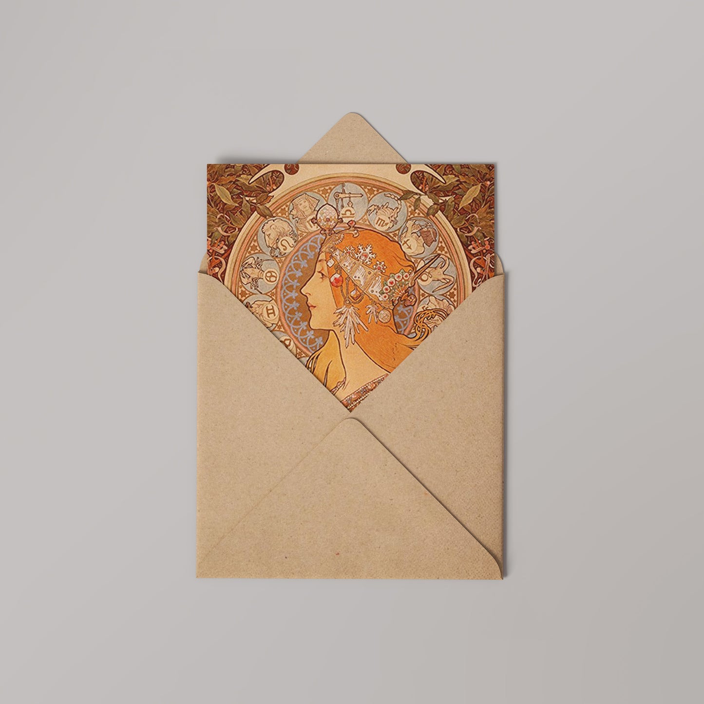 Alphonse Mucha Zodiac 14x14cm Greetings Card "Blank Inside"