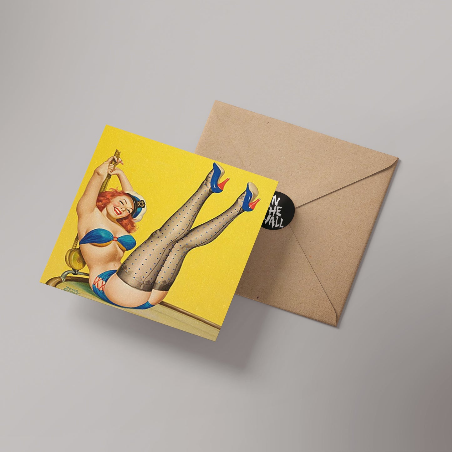 Hello Sailor Pin up 14x14cm Greetings Card "Blank Inside"