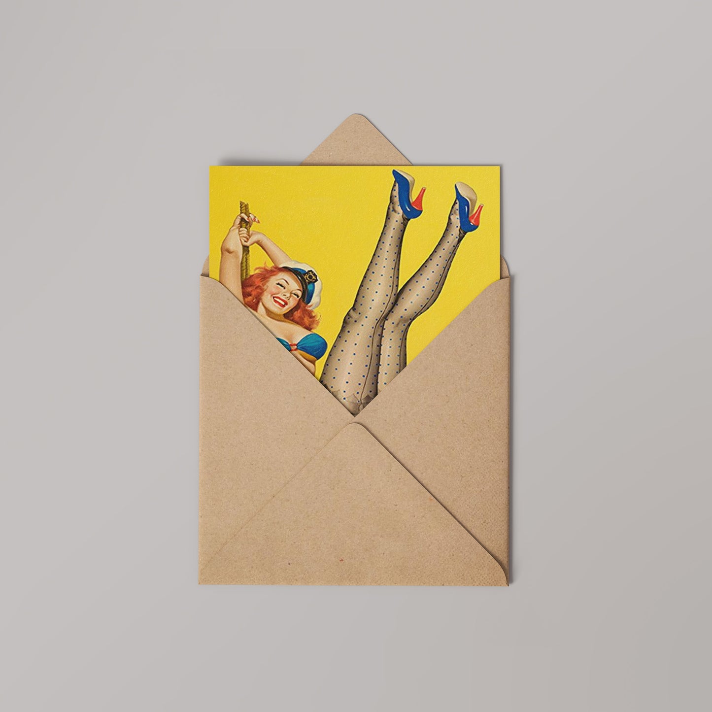 Hello Sailor Pin up 14x14cm Greetings Card "Blank Inside"