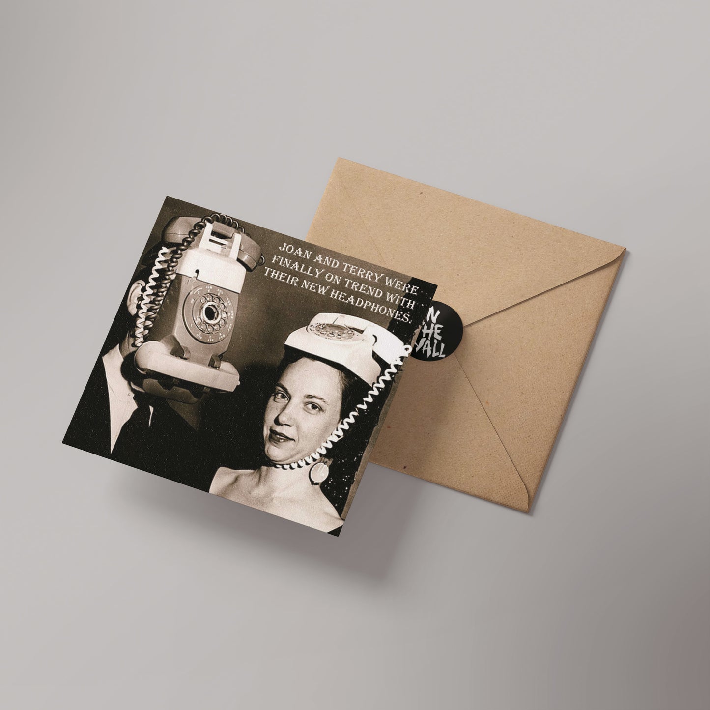 Telephone Hipster Vinatge Comedy 14x14cm Greetings card (Blank Inside)