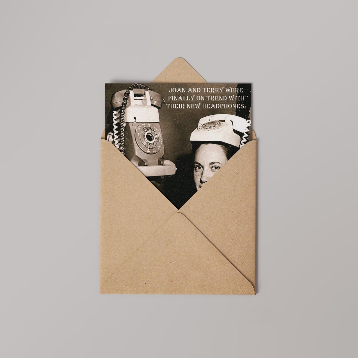 Telephone Hipster Vinatge Comedy 14x14cm Greetings card (Blank Inside)