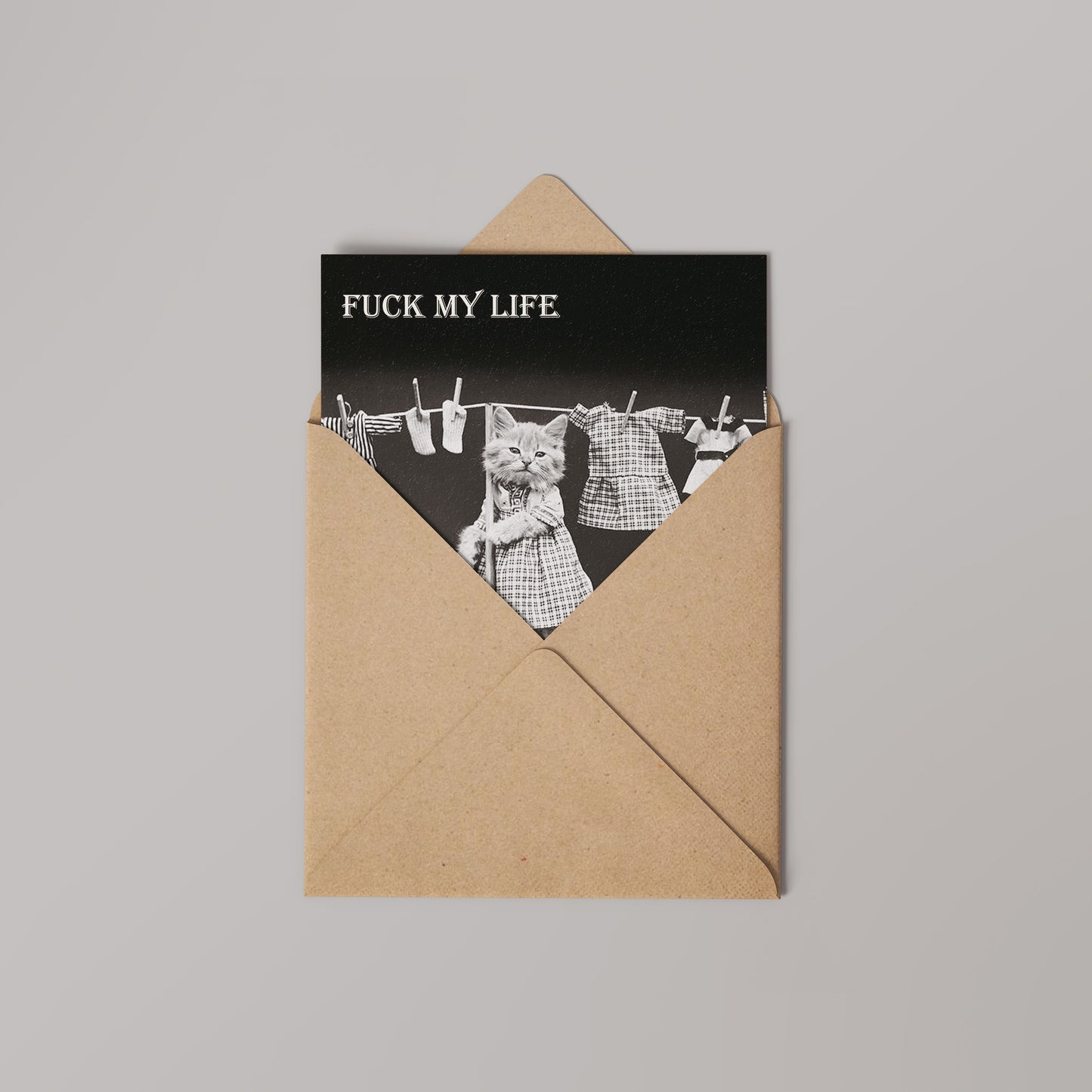 Fuck my Life Vinatge Comedy 14x14cm Greetings card (Blank Inside)