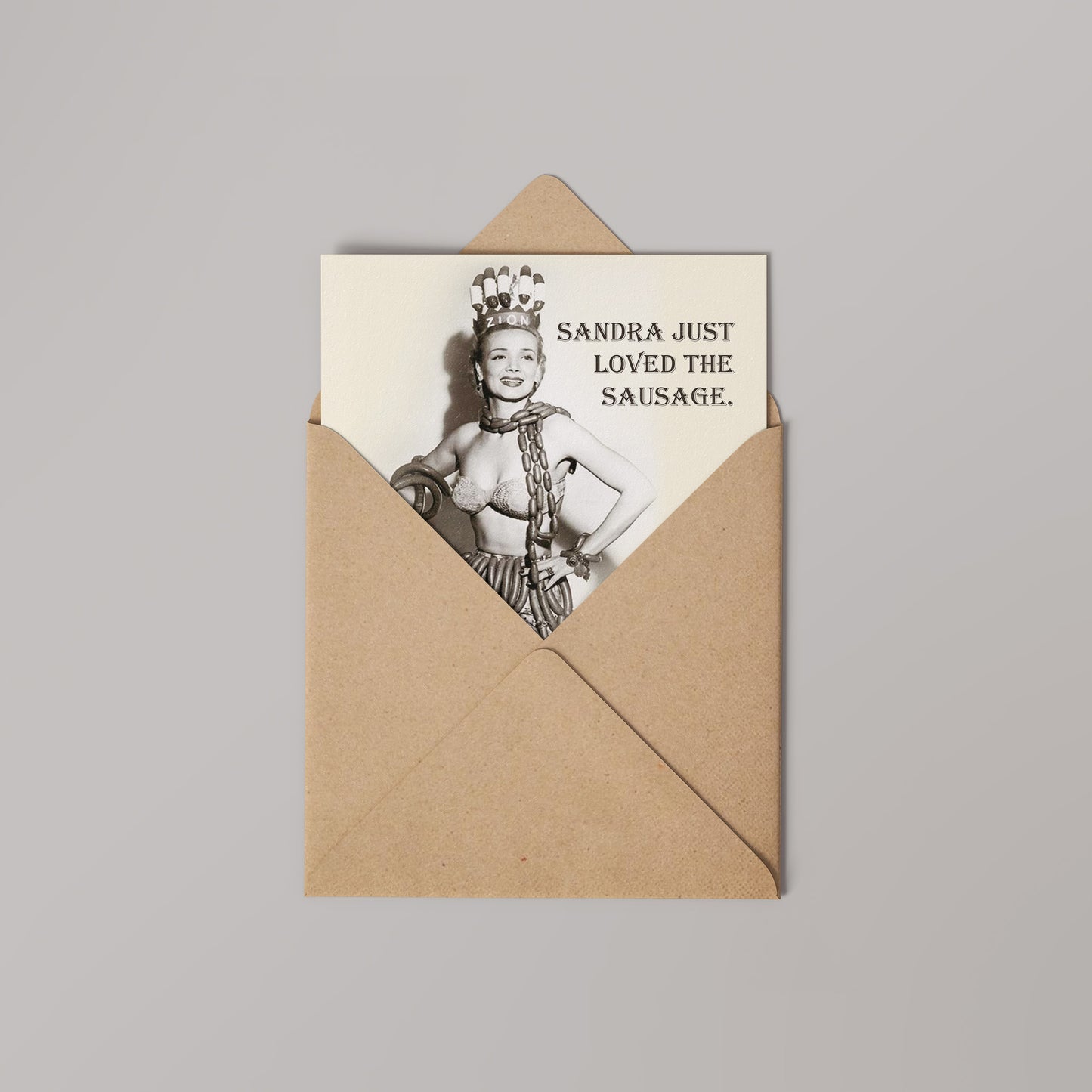 Sausage Lover Vinatge Comedy 14x14cm Greetings card (Blank Inside)