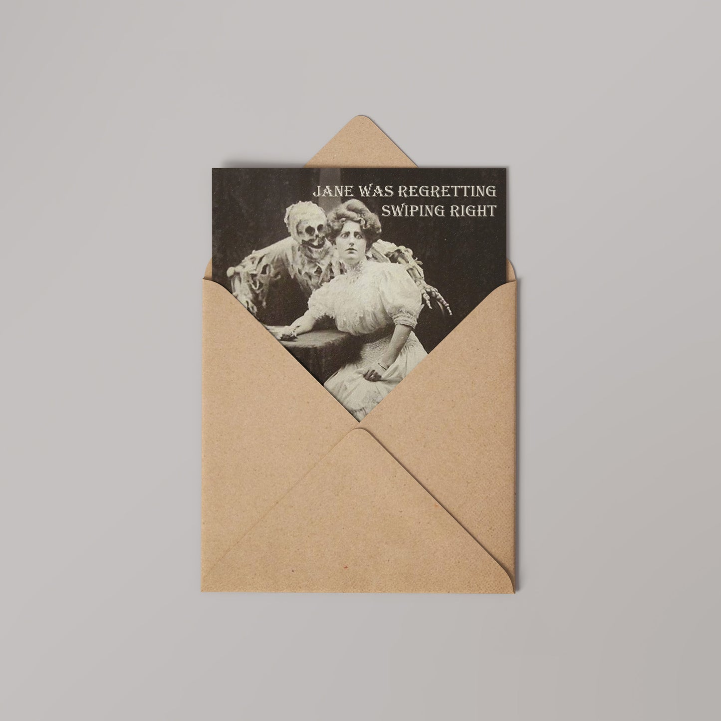 Tinder Nightmare Vinatge Comedy 14x14cm Greetings card (Blank Inside)