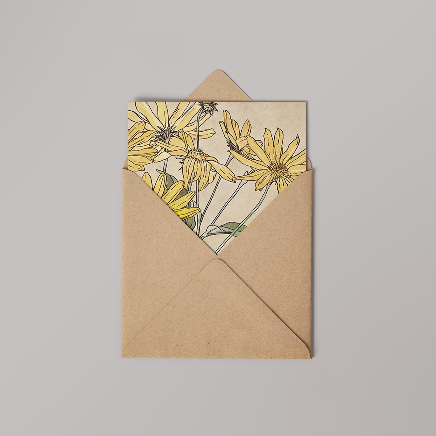 Sunflowers (1915) by Hannah Borger Overbeck Botanical 14x14cm Greetings Card