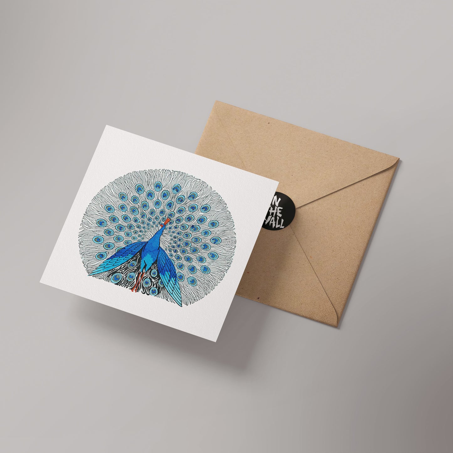 Blue Peacock 14x14cm Greetings Card