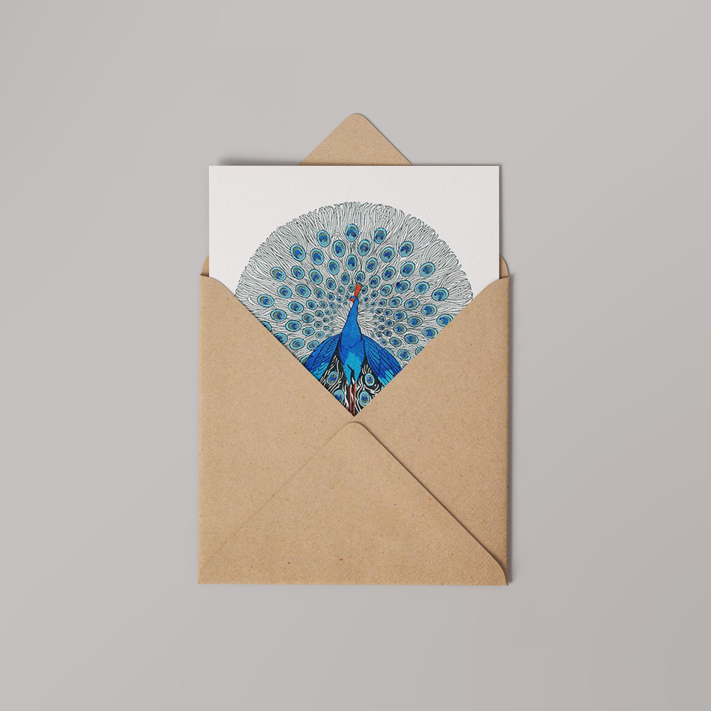 Blue Peacock 14x14cm Greetings Card