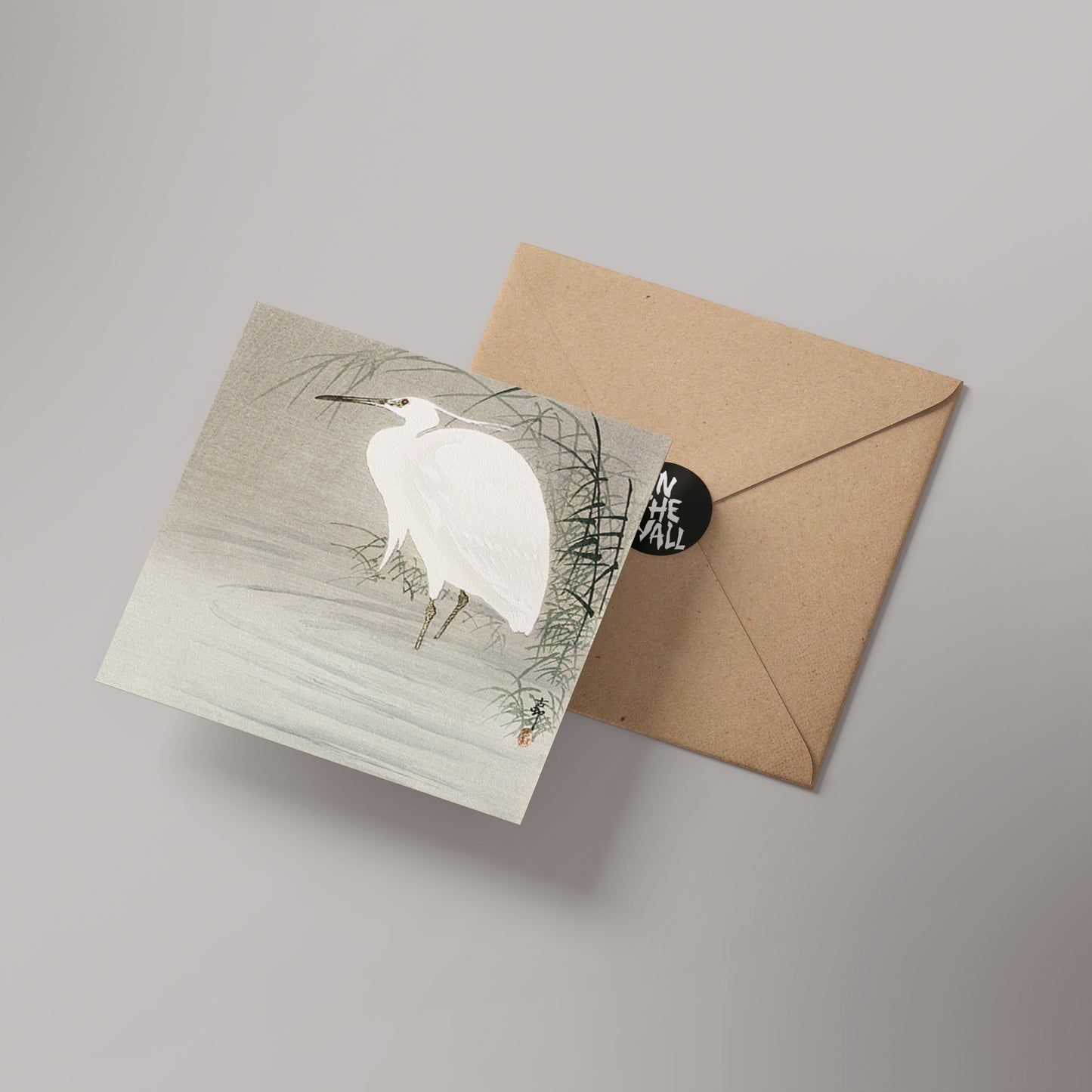 Egret by Ohara Koson 14x14cm Greetings Card