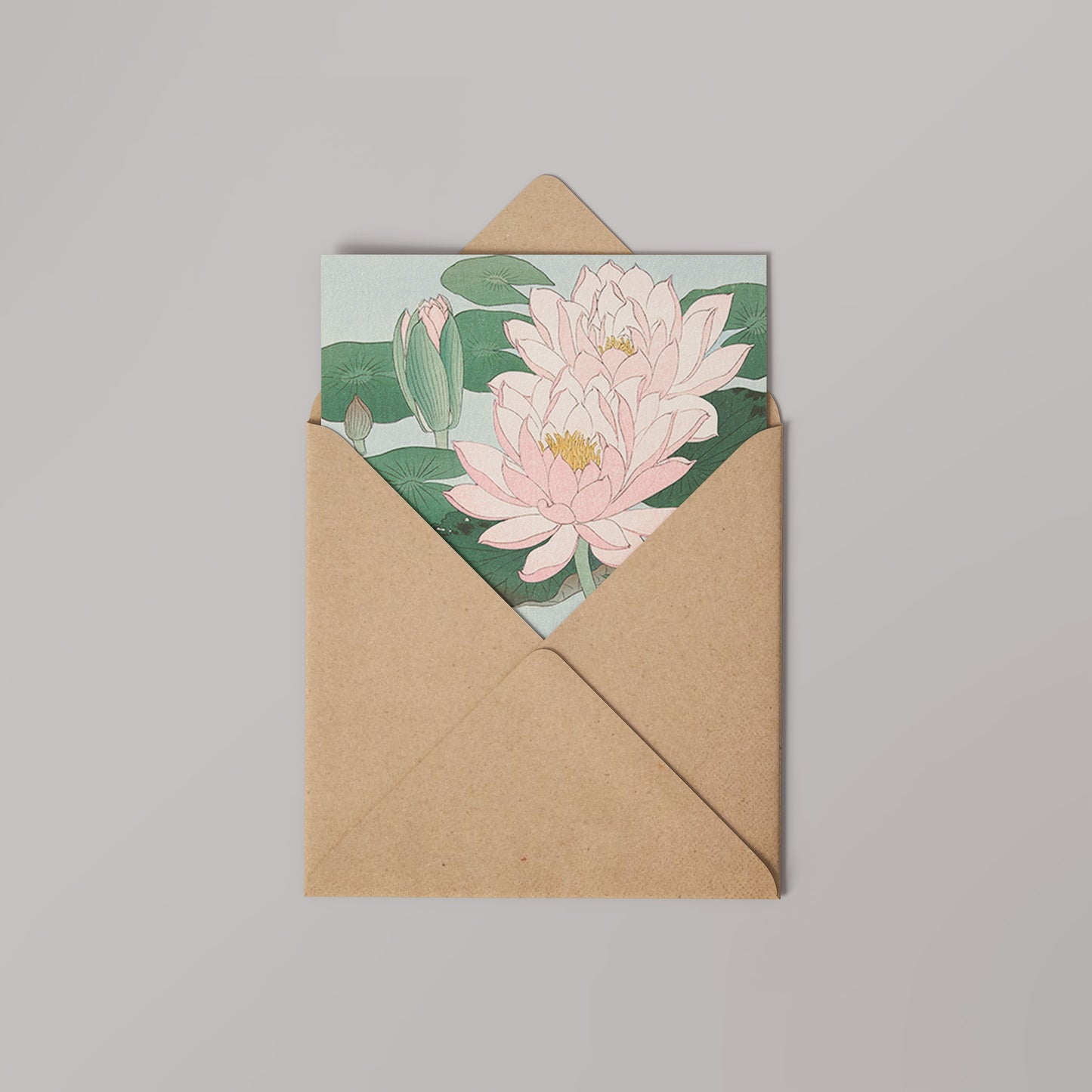 Water Lily by Ohara Koson 14x14cm Greetings Card