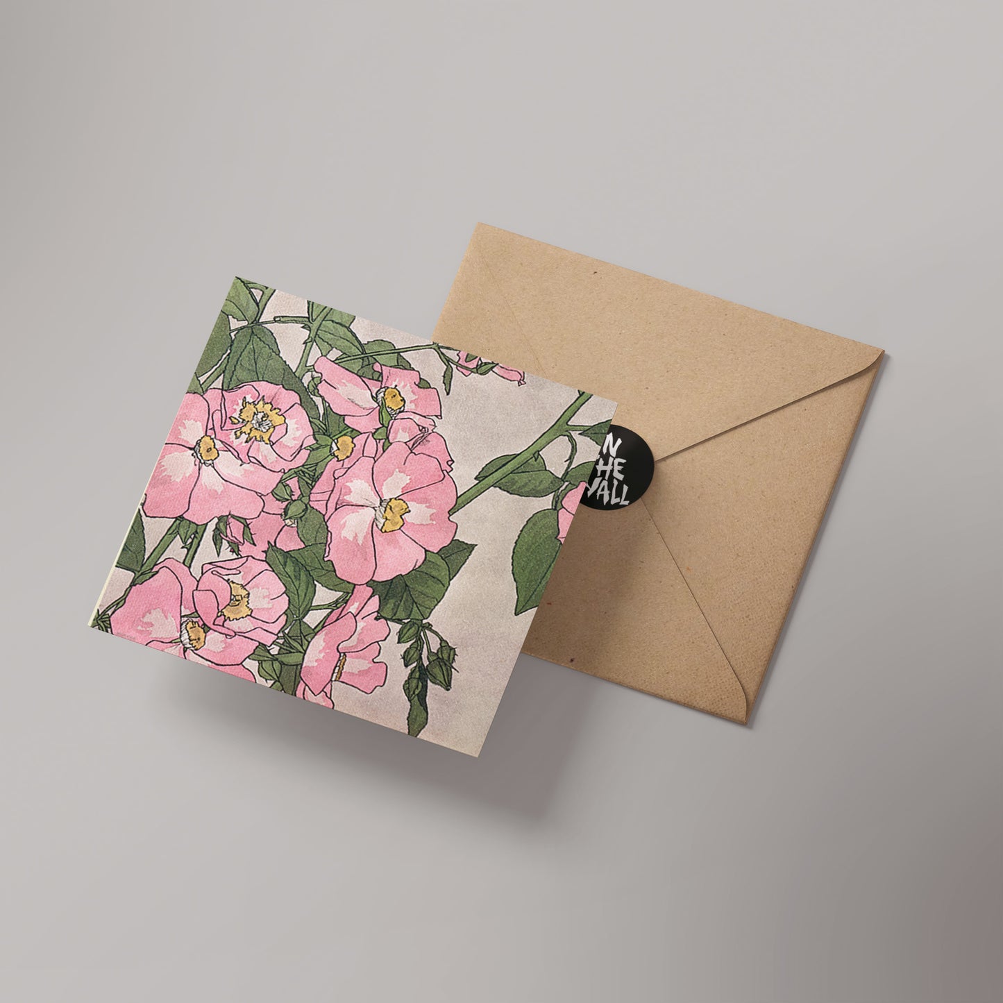 Prairie Rose (1915) by Hannah Borger Overbeck Botanical 14x14cm Greetings Card