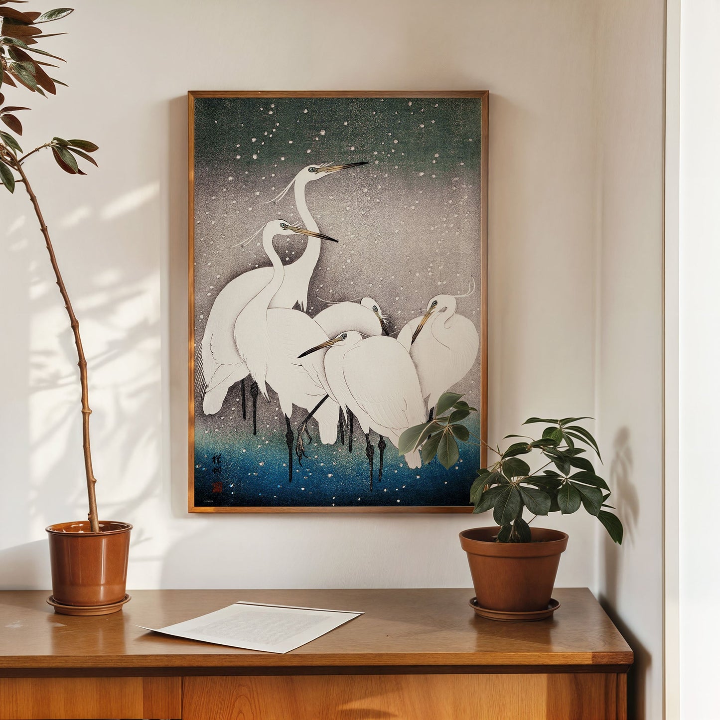 Japanese Art Print 50x70cm: Group of Egrets (1925 - 1936) by Ohara Koson