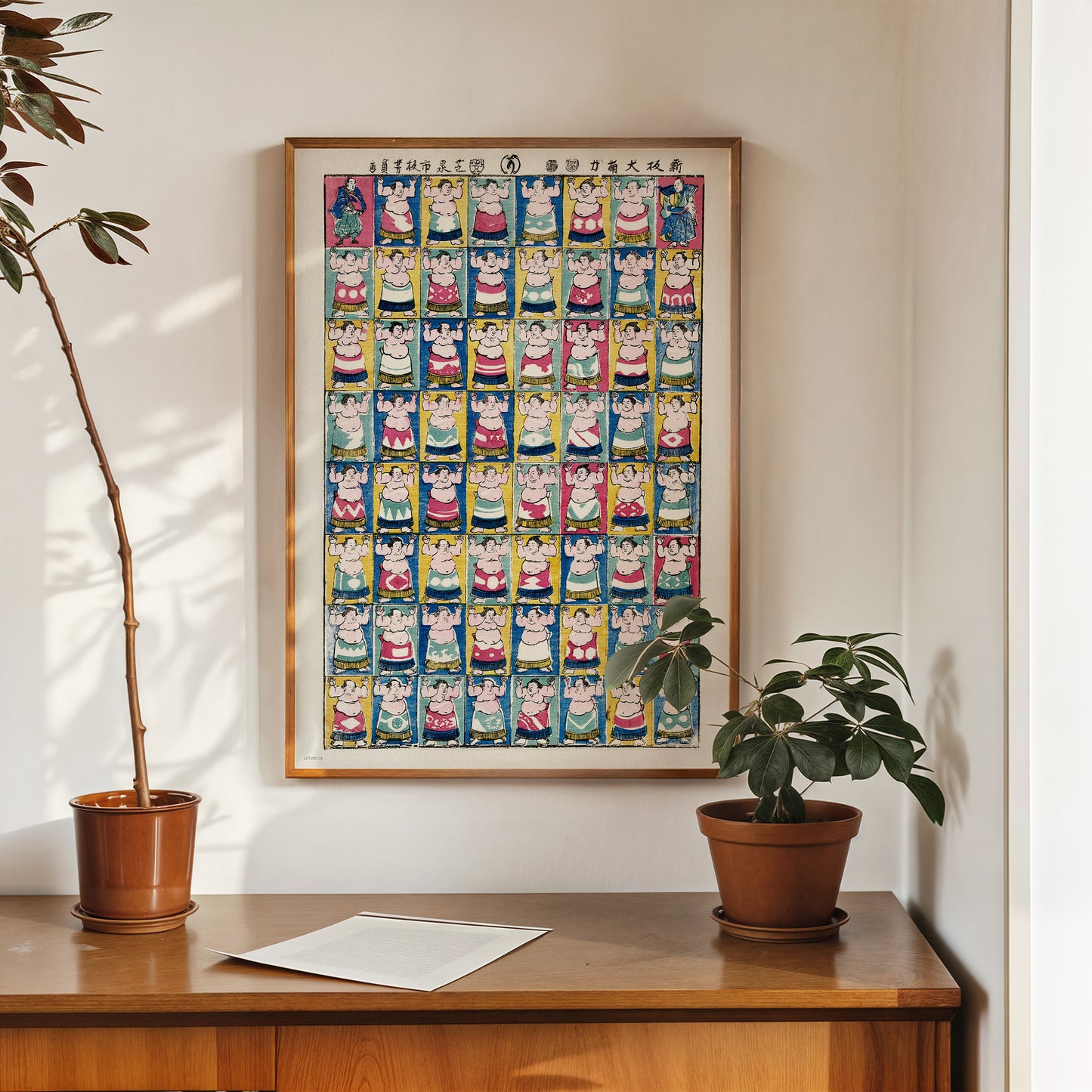 Japanese Sumo Wrestlers by artist Utagawa Yoshikazu. 50x70cm Art Print