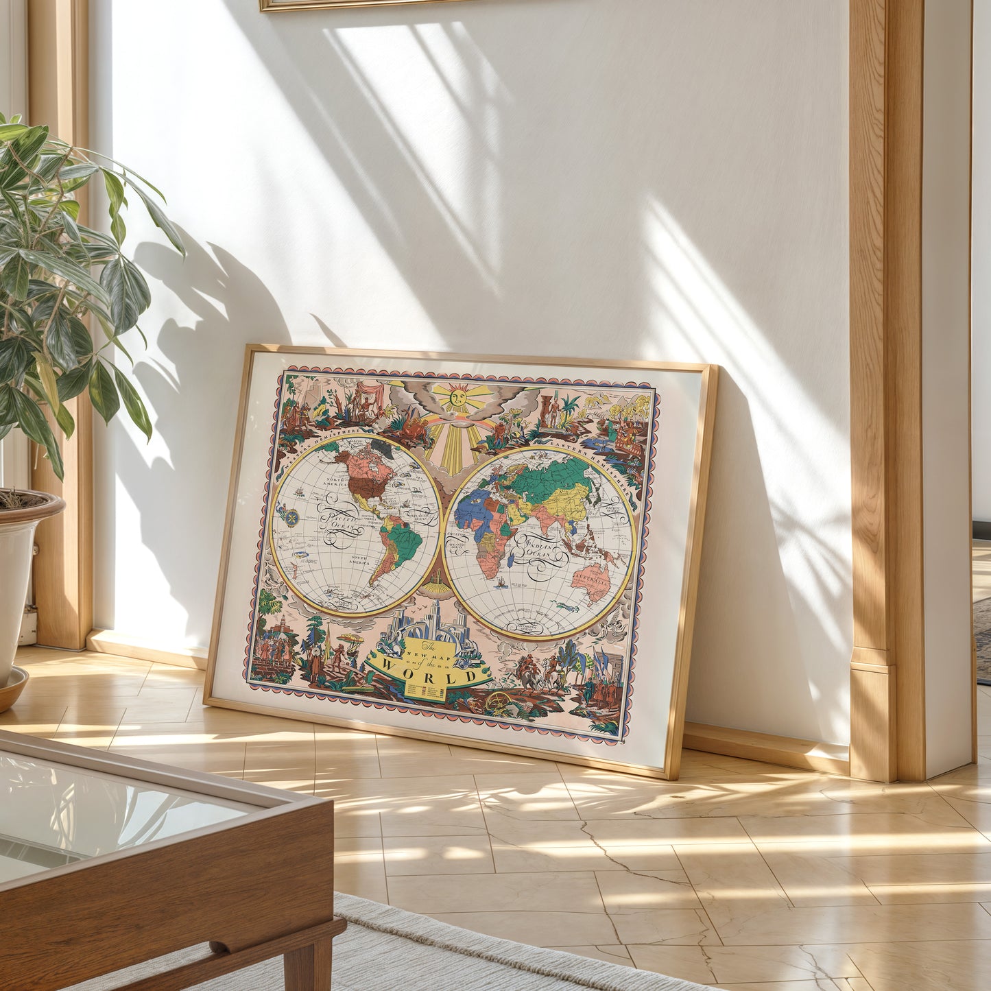 Vinatge Map of the World Poster by Edward Everett Henry 1928 50x70cm Art Print