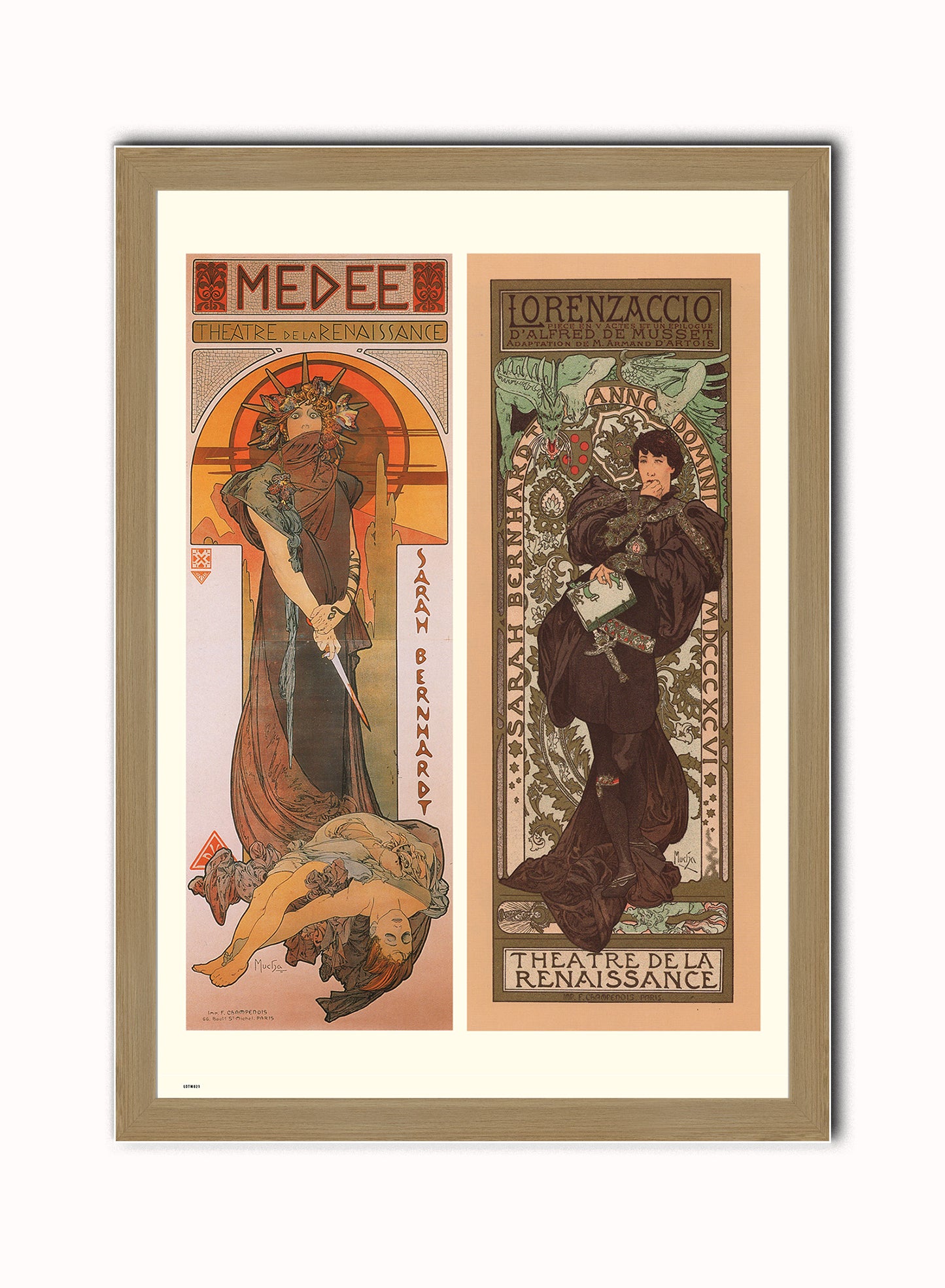 Alphonse Mucha Medee Art nouveau Vintage Art Wall Art Print 70x50cm Light Wood Frame