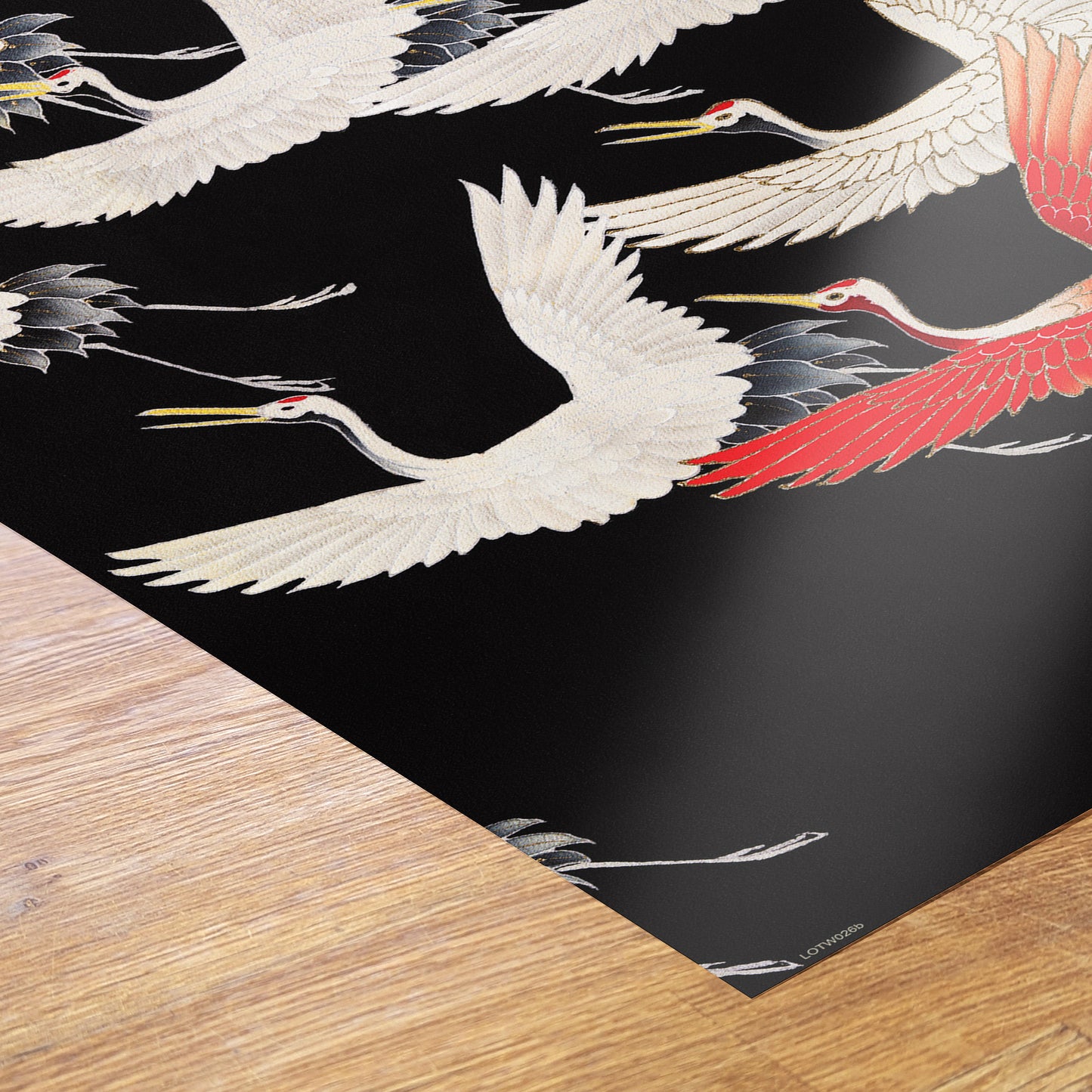 Japanese Crane Kimono Pattern 50x70cm Art Print