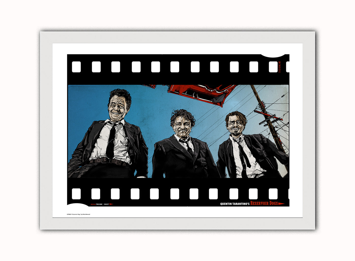 Reservoir Dogs Vintage Art Wall Art Print 70x50cm White Frame