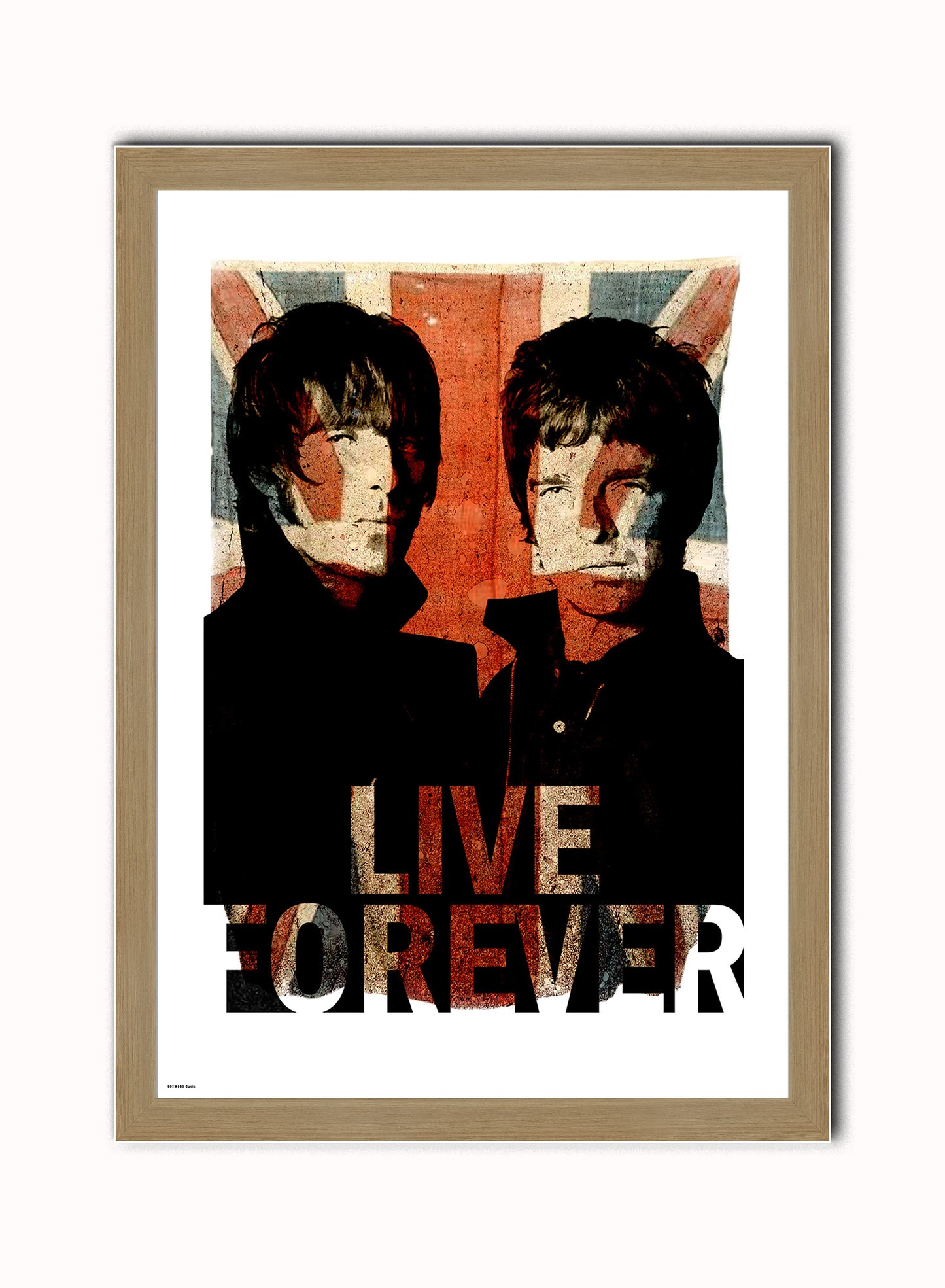 Oasis live forever Vintage Art Wall Art Print 70x50cm Light Wood Frame