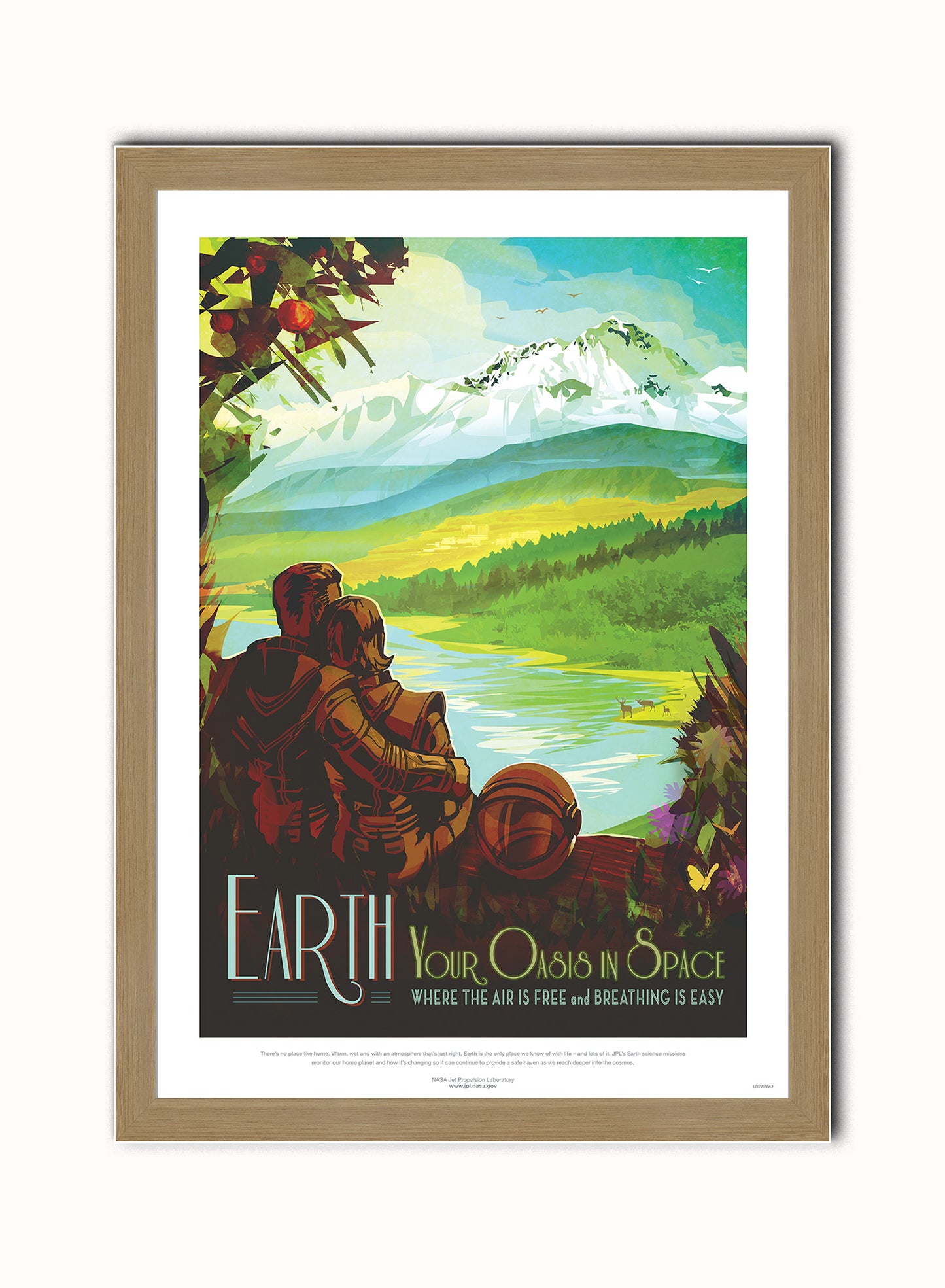 Earth, The Great Voyage, Space Travel, Tourism NASA, Solar System, Planets, Art Print Poster Vintage Poster Wall Art Print 50x70cm Light Wood Frame