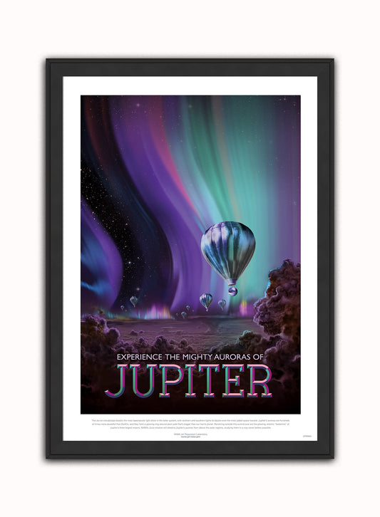 Jupiter, The Great Voyage, Space Travel, Tourism NASA, Solar System, Planets Art Print Poster Vintage Poster Wall Art Print 50x70cm Black Frame