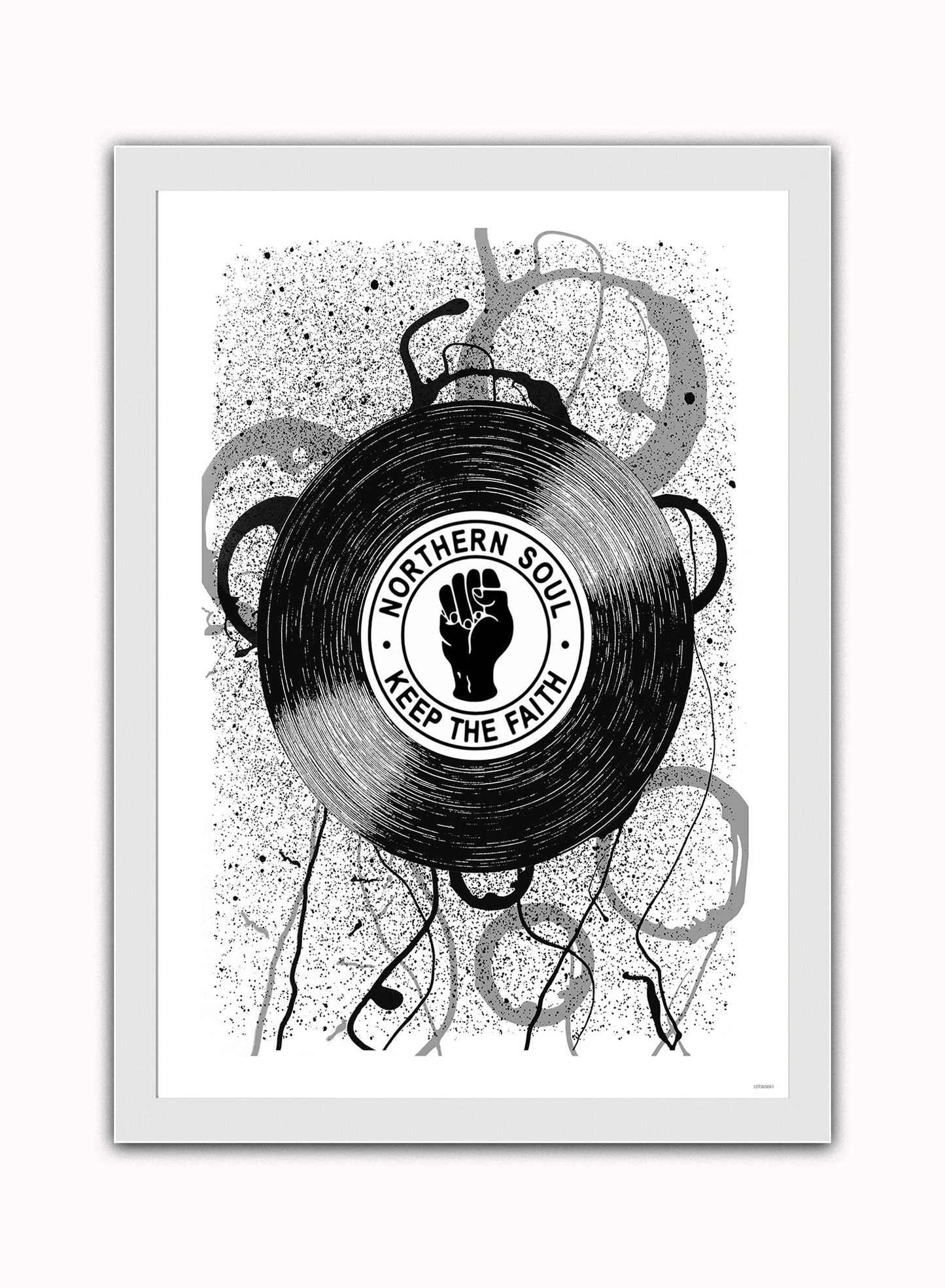 Northern Soul, Keep The Faith, Records, Vinyl, Wigan Casino Art Print Poster Vintage Poster Wall Art Print 50x70cm White Frame