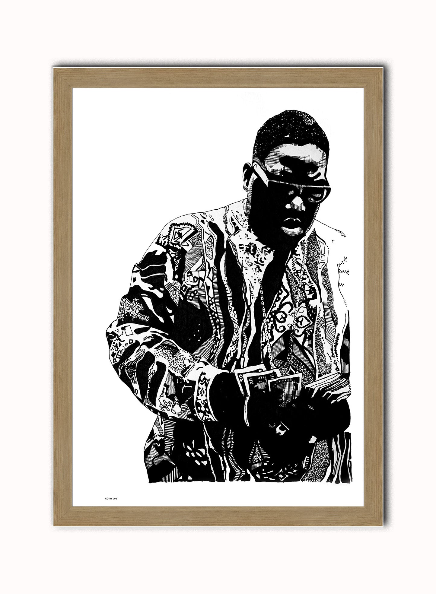 Notorious BIG, Music Idol Iconic Rap Artist Art Print Poster Vintage Poster Wall Art Print 50x70cm Light Wood Frame