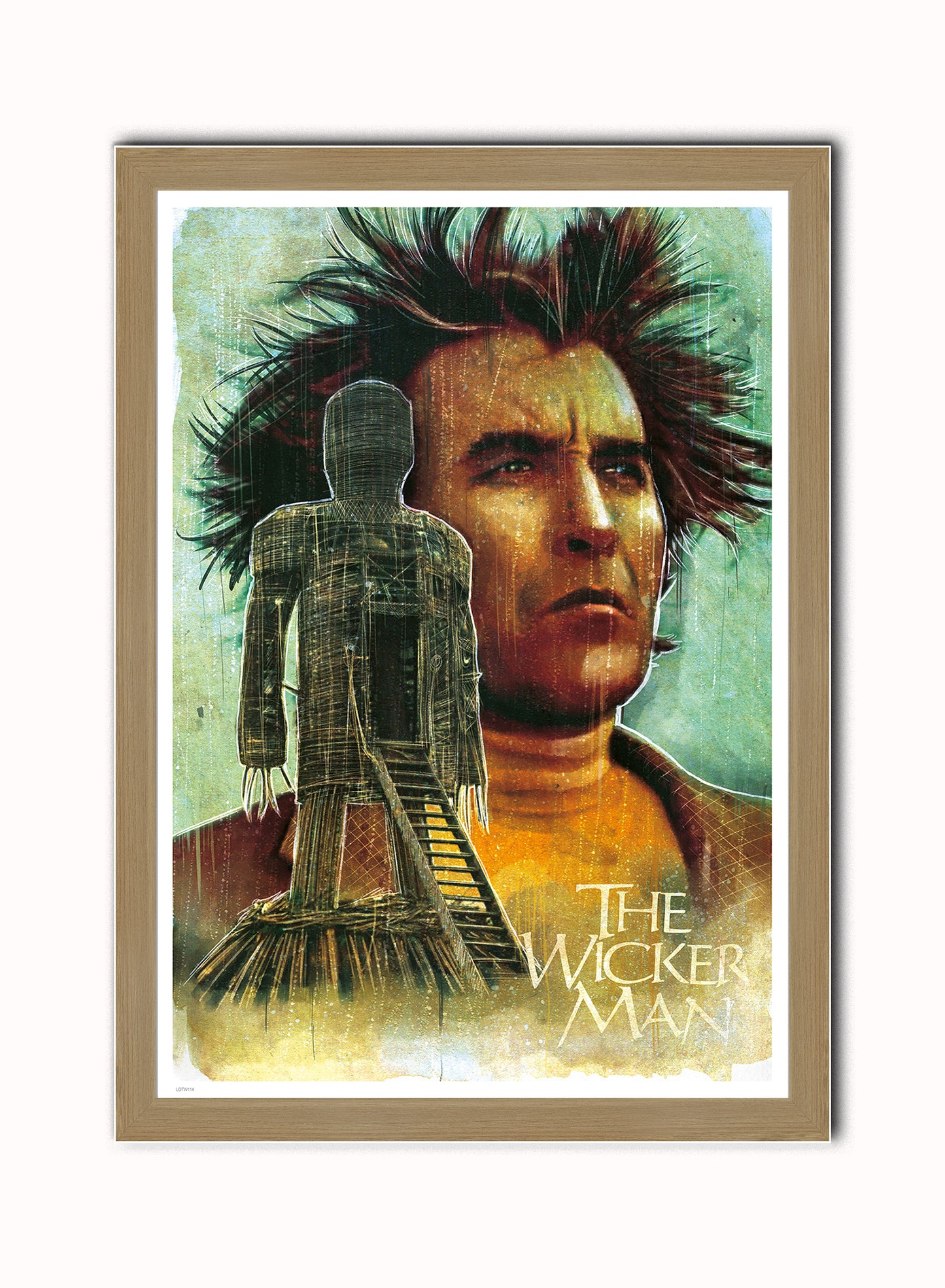 The Wicker Man Movie Vintage Art Wall Art Print 50x70cm Light Wood Frame