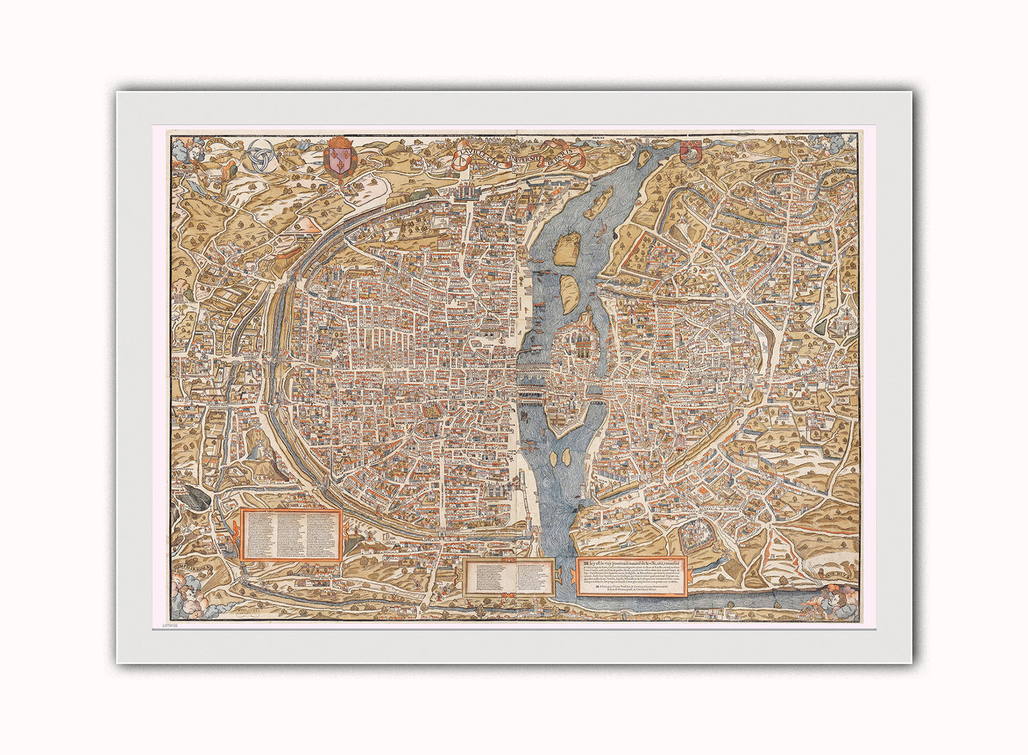 Paris Map Vintage Art Wall Art Print 50x70cm White Frame