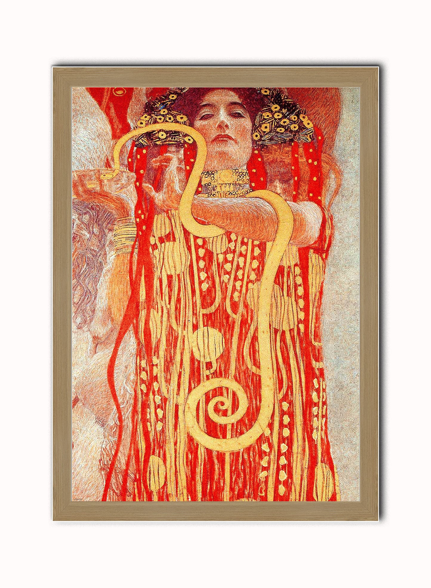 Gustav Klimt Hygieia Vintage Art Wall Art Print 50x70cm Light Wood Frame