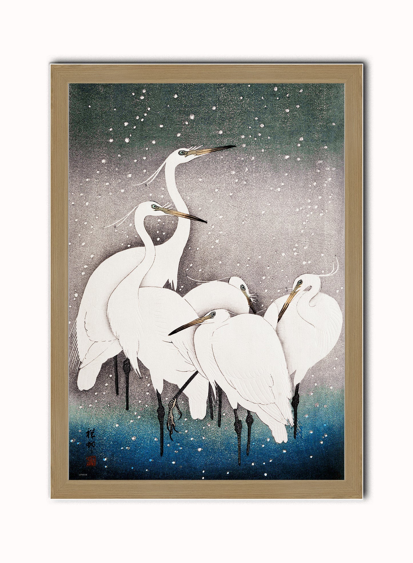 Japanese Art Print Print – Ohara Koson Japanese Wall Art 50x70cm Light Wood Frame
