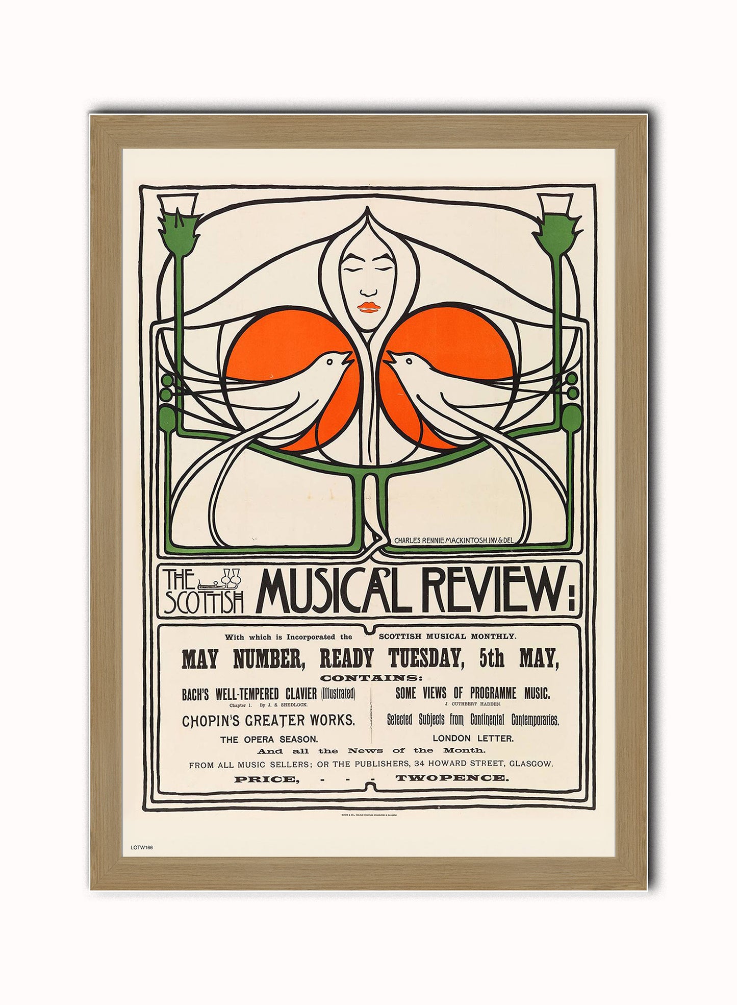 Charles Rennie Mackintosh Exhibition Poster Art Print Vintage Poster Wall Art Print 50x70cm Light Wood Frame