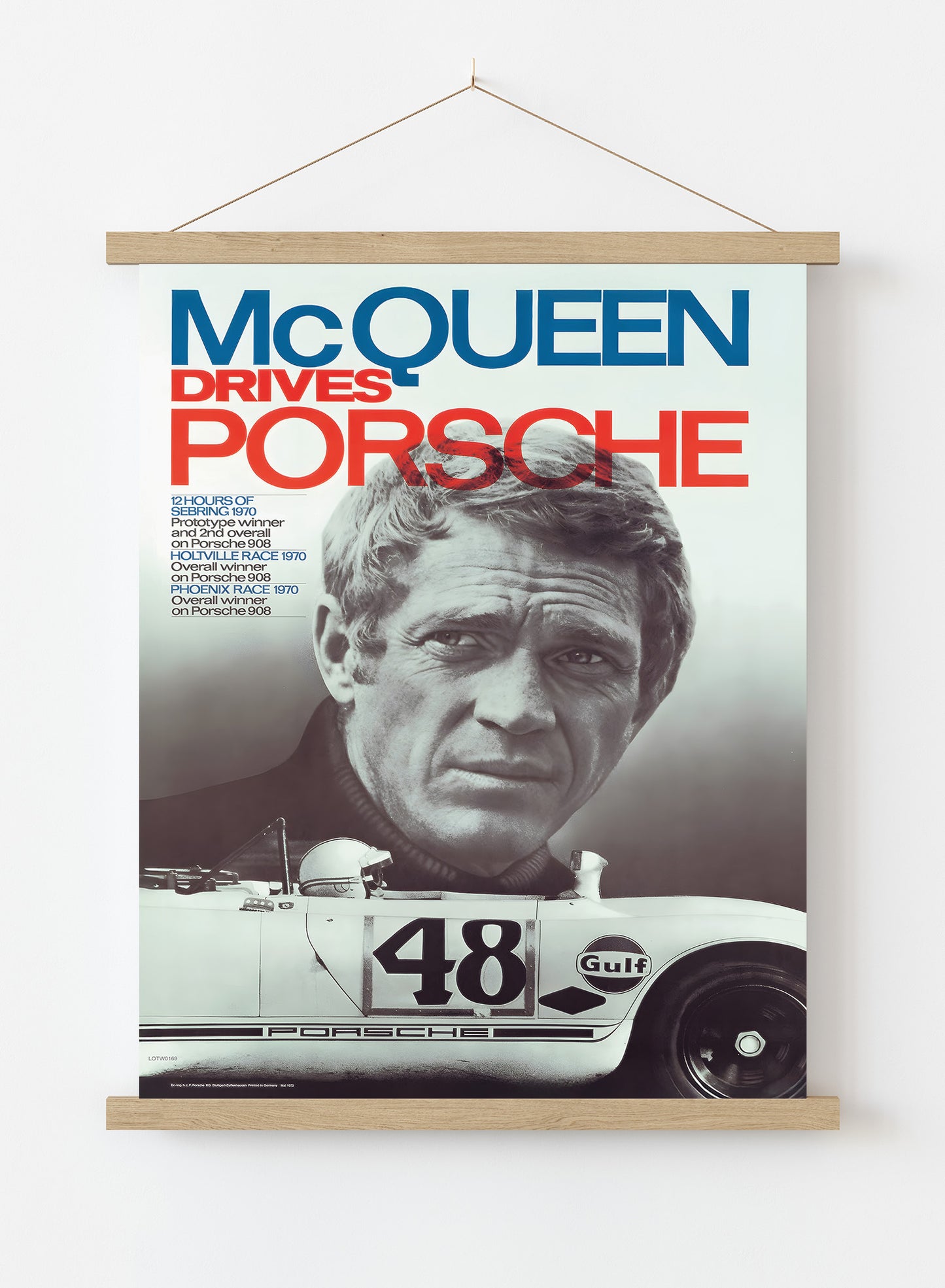 Steve Mqueen Porche Movie Poster, Vintage Hollywood Cinema Vintage Poster Wall Art Print 50x70cm Poster Hanger