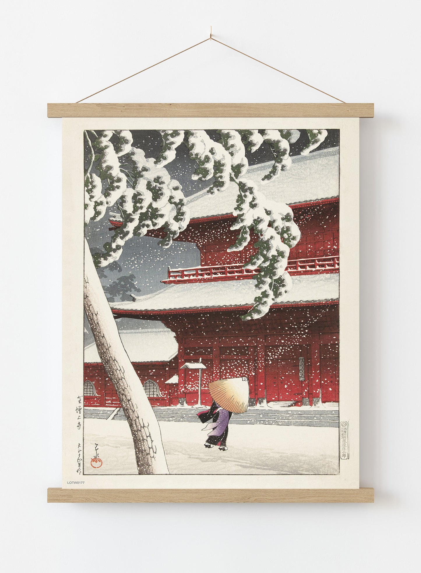 The Zojo Shrine in Shiba" Japanese Poster by artist Kawase Hasui. Print – artist Kawase Hasui. Japanese Wall Art 50x70cm Poster Hanger