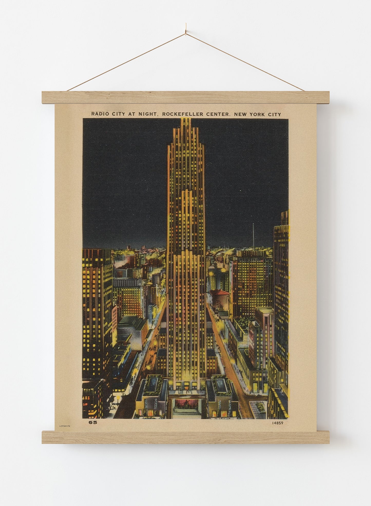 Radio City at Night, Rockefeller Center, New York City Poster Vintage Poster Wall Art Print 50x70cm Poster Hanger