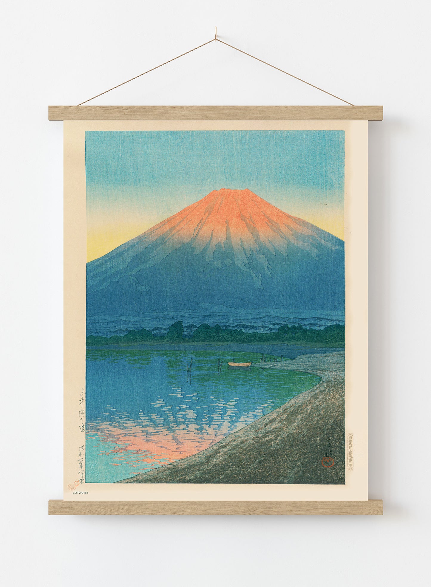 Daybreak over Lake Yamanaka & Mount Fuji Japanese Poster by artist Kawase Hasui Print – artist Kawase Hasui Japanese Wall Art 50x70cm Poster Hanger