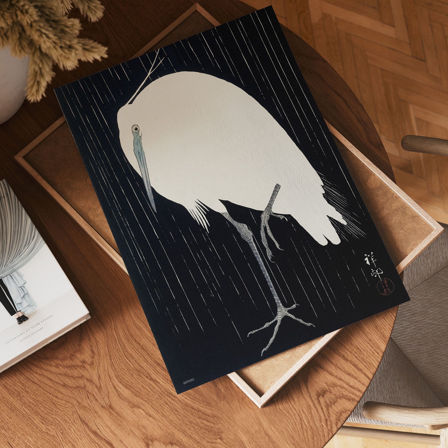 Japanese Art Print 30x40cm: Egret in the rain (1925 - 1936) by Ohara Koson
