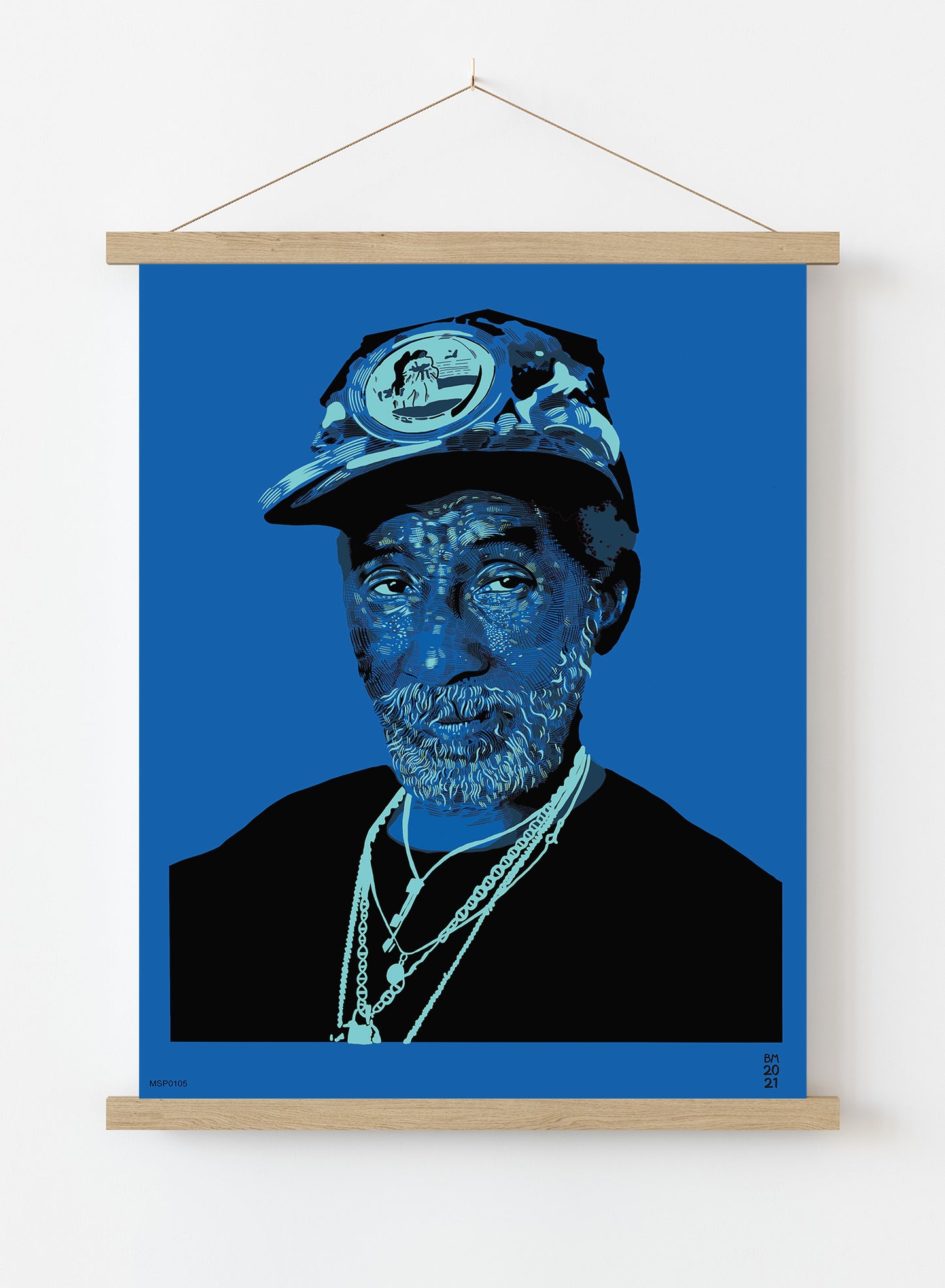 Lee Scratch Perry Portrait Art Print Poster by Becky Mann Print – Becky Mann Vintage Poster Wall Art 30x40cm Hanger