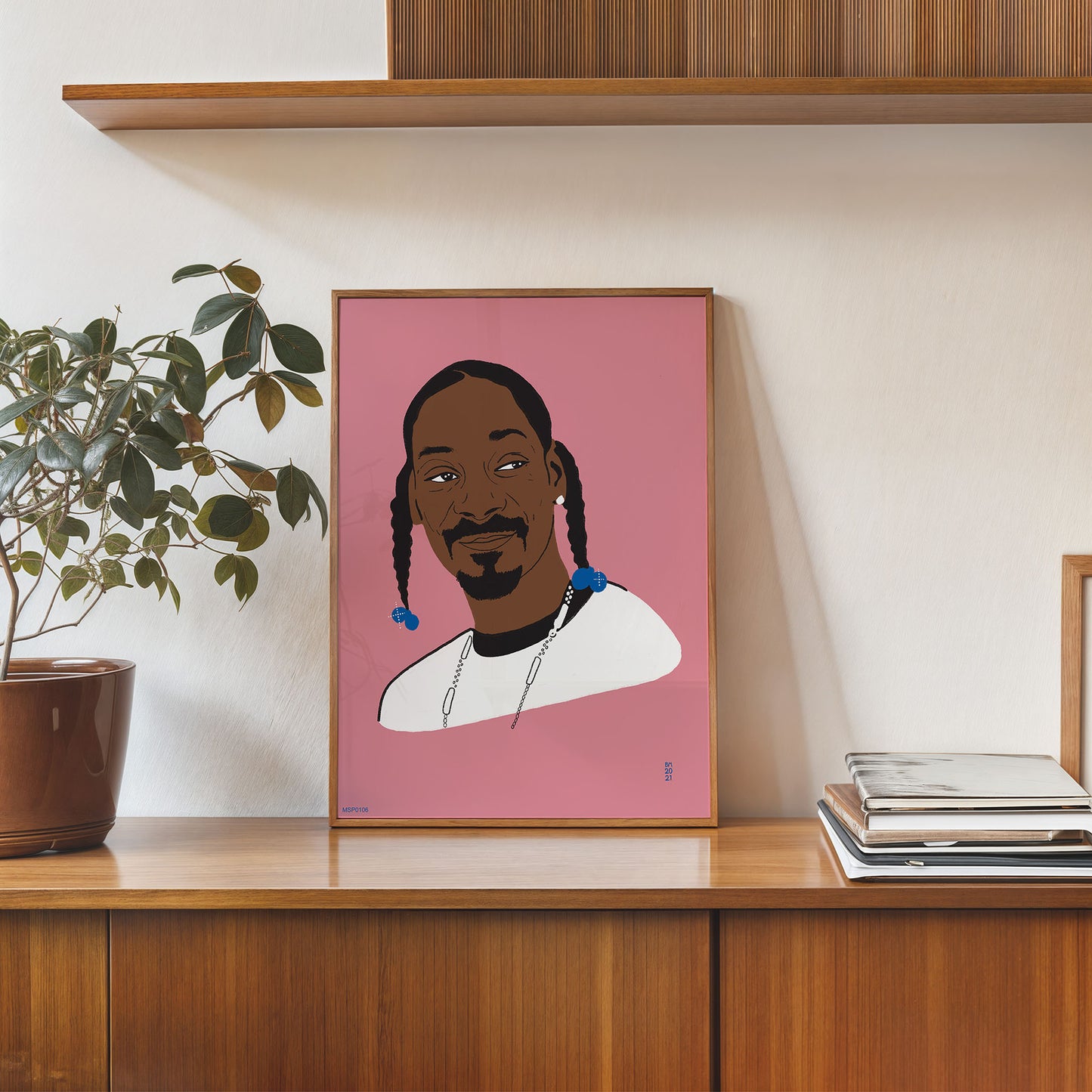 Snoop Dog Portrait Art Print Poster by Becky Mann 30x40cm