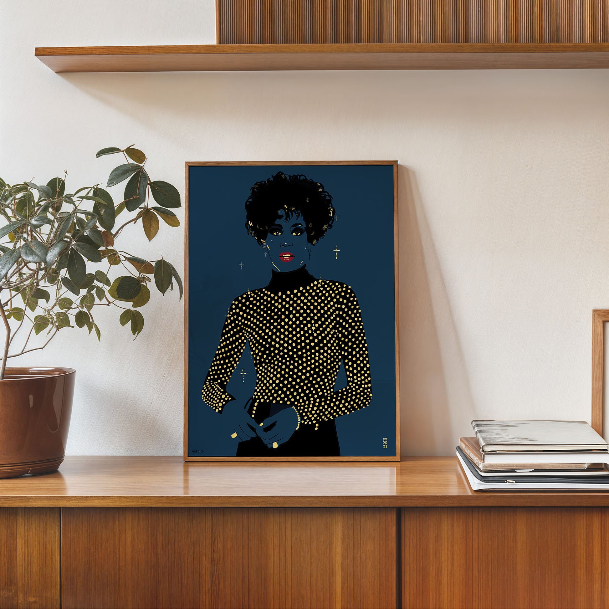 Whitney Houston Art Print Poster by Becky Mann 30x40cm
