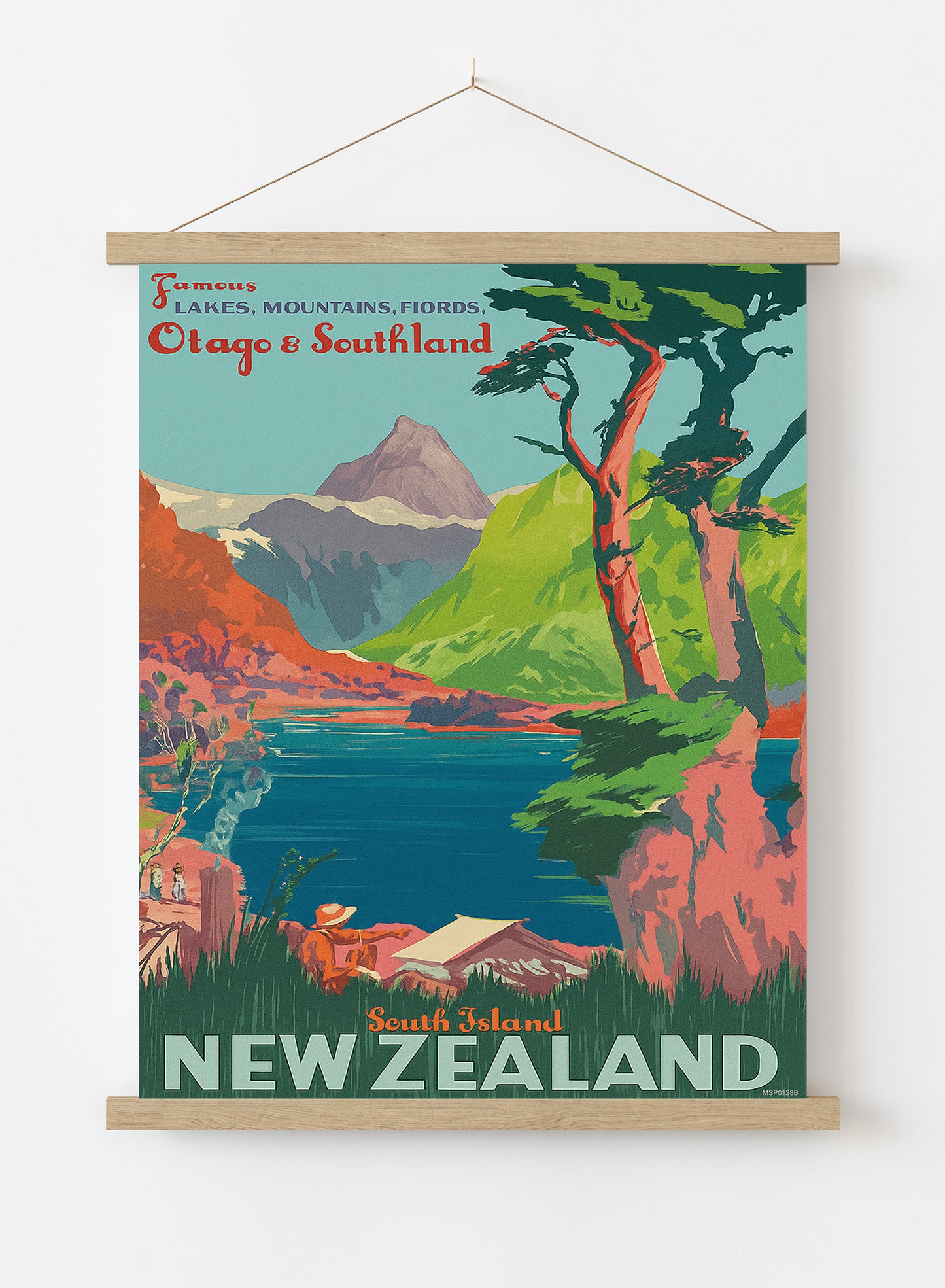 New Zealand, Vintage Travel Poster Vintage Poster Wall Art Print 30x40cm Hanger