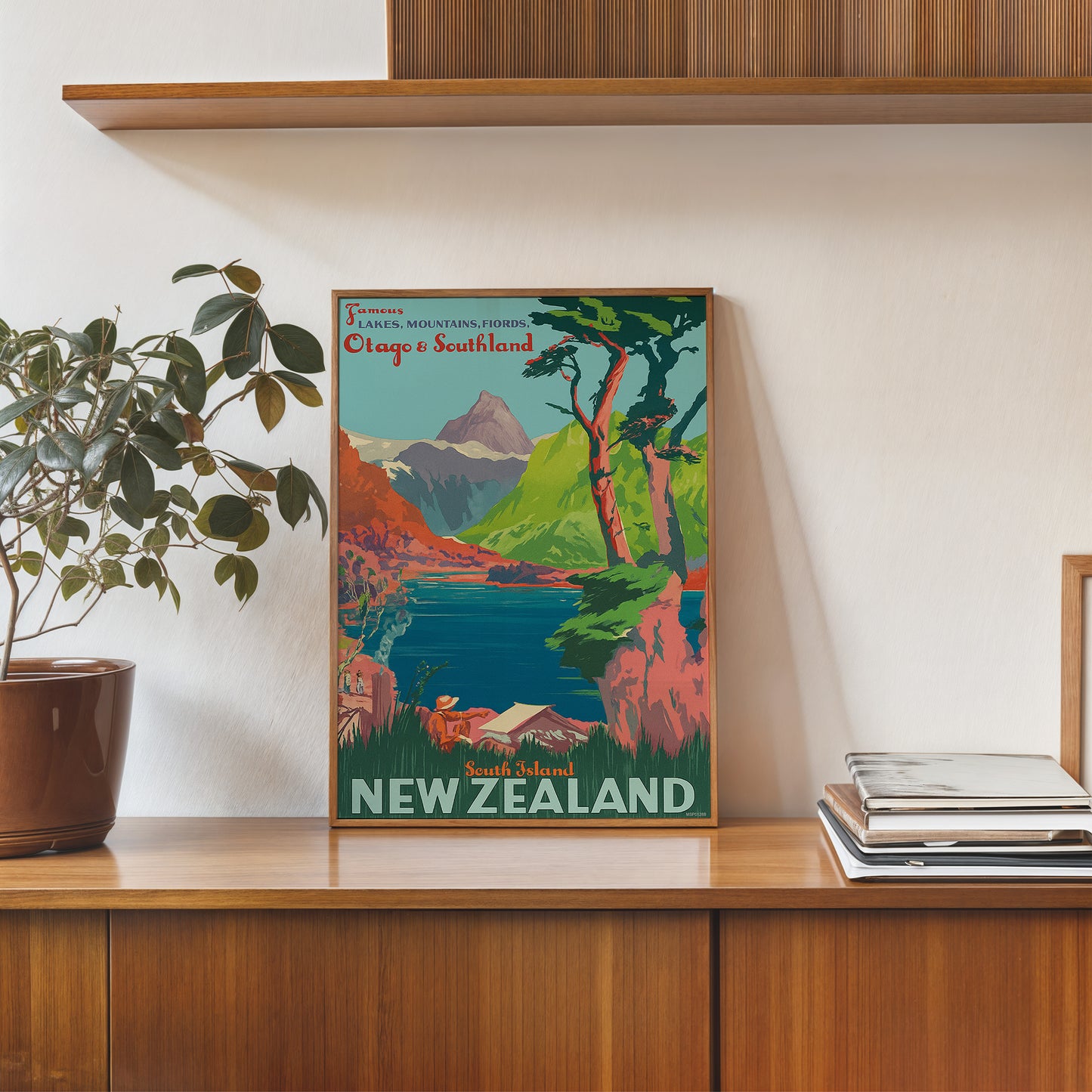 New Zealand, Vinatge Travel Poster 30x40cm Art Print
