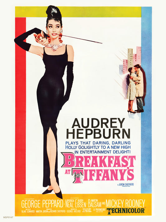 Audrey Hepburn Breakfast At Tiffany's Movie Poster, Vintage Hollywood Cinema 30x40cm Print